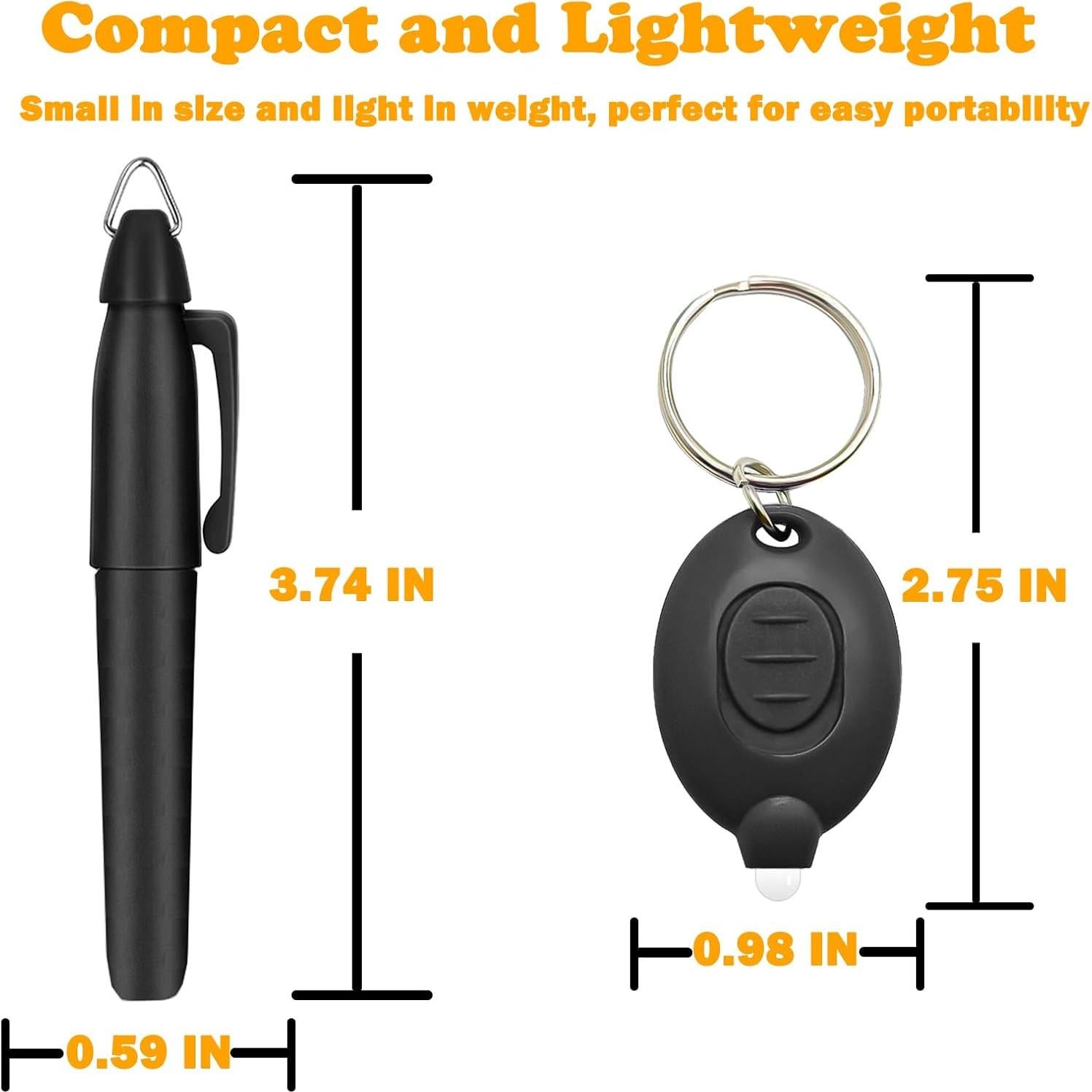 Juego de Linternas LED de Llavero y Marcadores Negros 12PCS