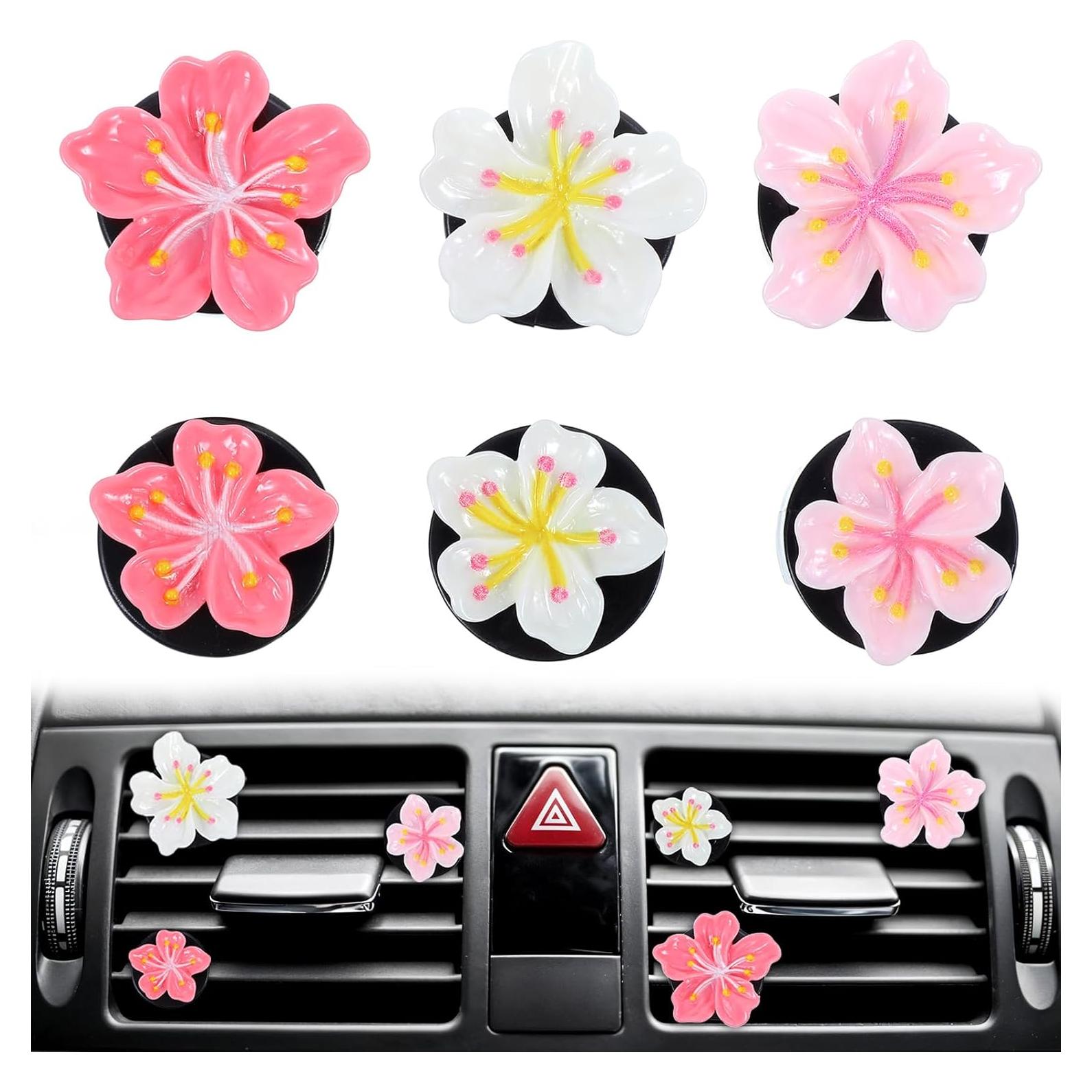 Clip de Ventilación para Auto CIATBYYJ 6 Pcs Flores de Cereza
