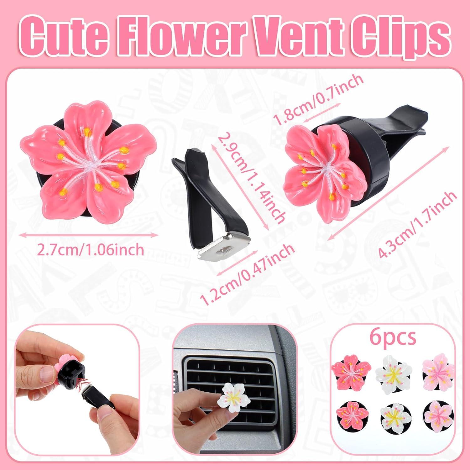 Clip de Ventilación para Auto CIATBYYJ 6 Pcs Flores de Cereza
