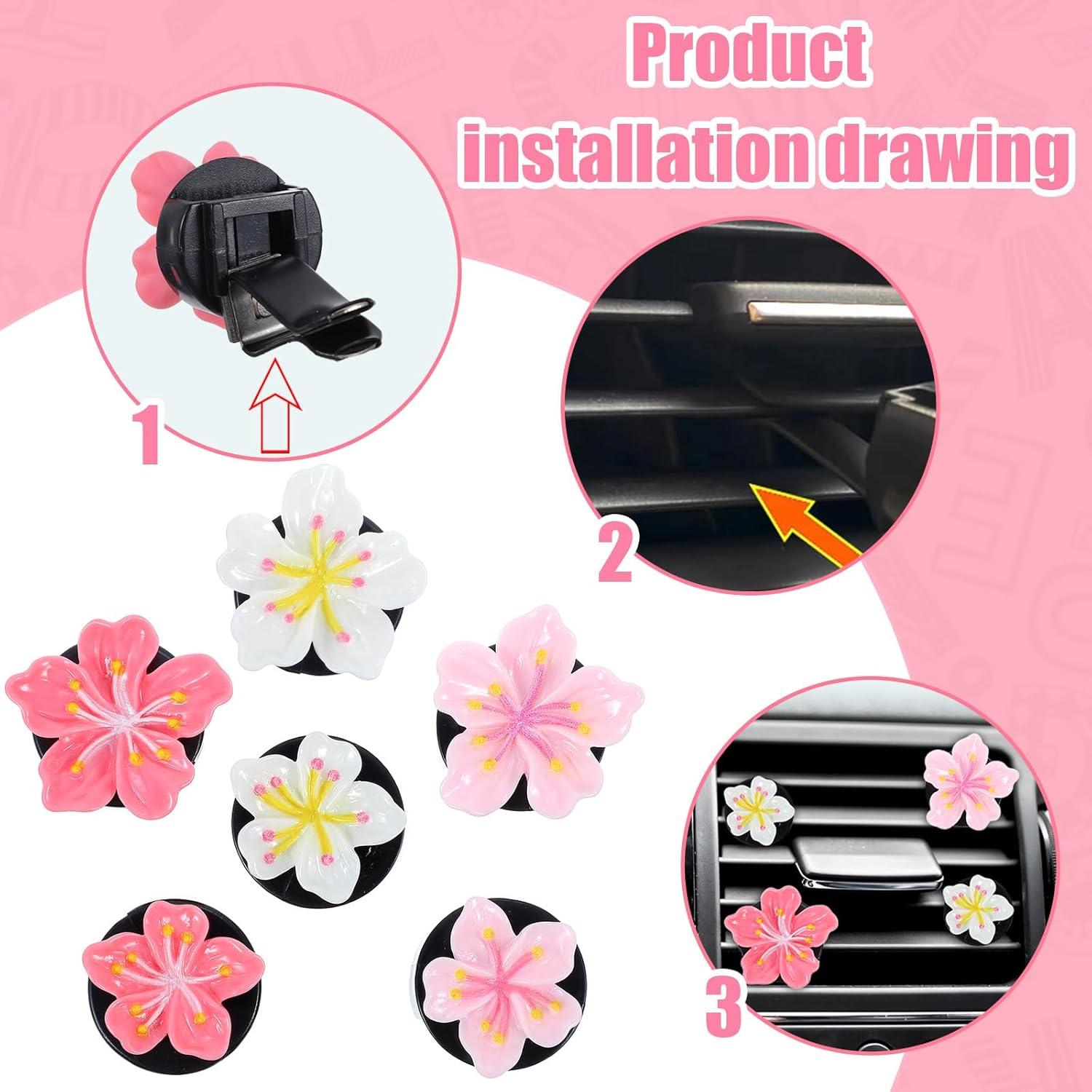 Clip de Ventilación para Auto CIATBYYJ 6 Pcs Flores de Cereza