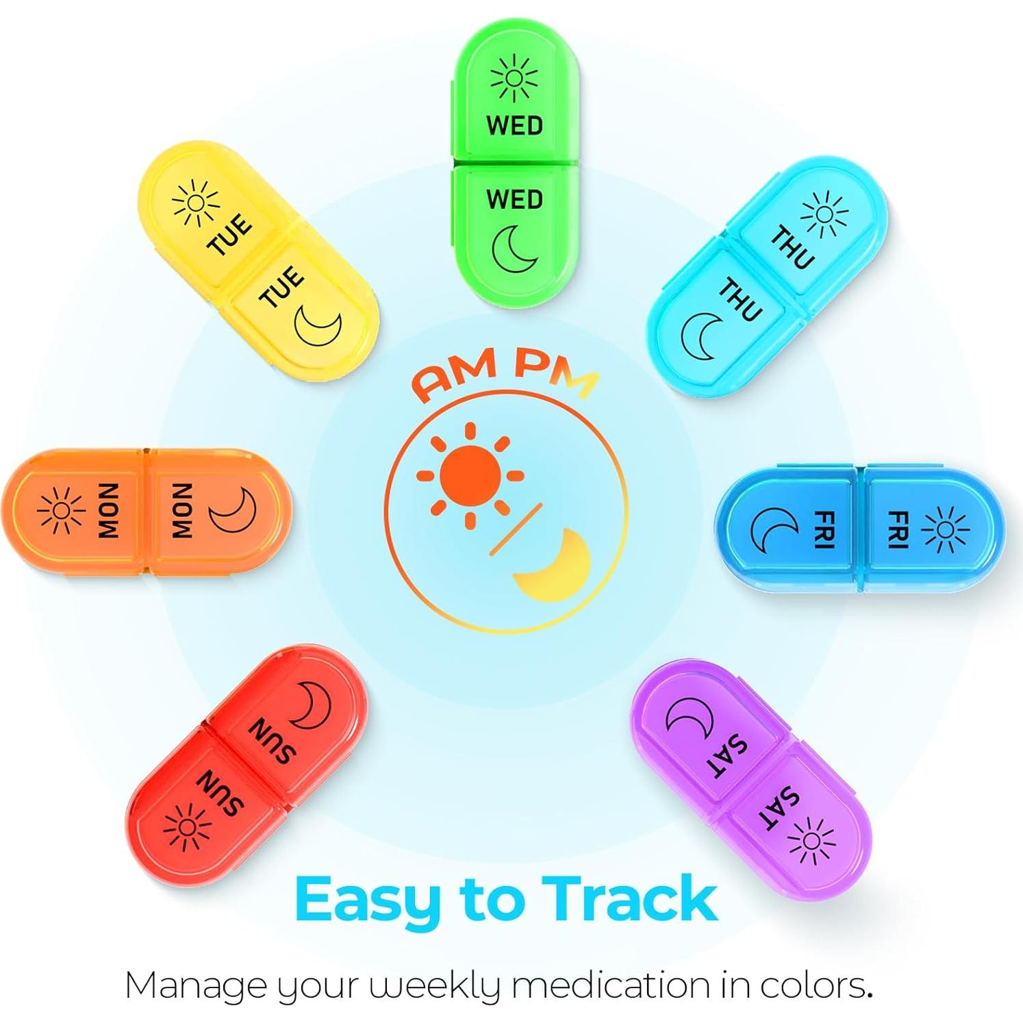 Organizador Semanal de Pastillas Windtrace AM PM 7 Compartimentos