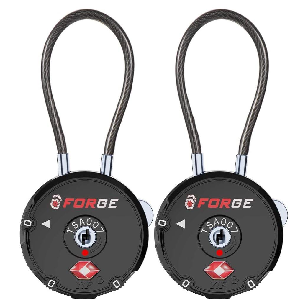 Candados de Equipaje TSA Forge 2PK Combinación 3 Dígitos Negro