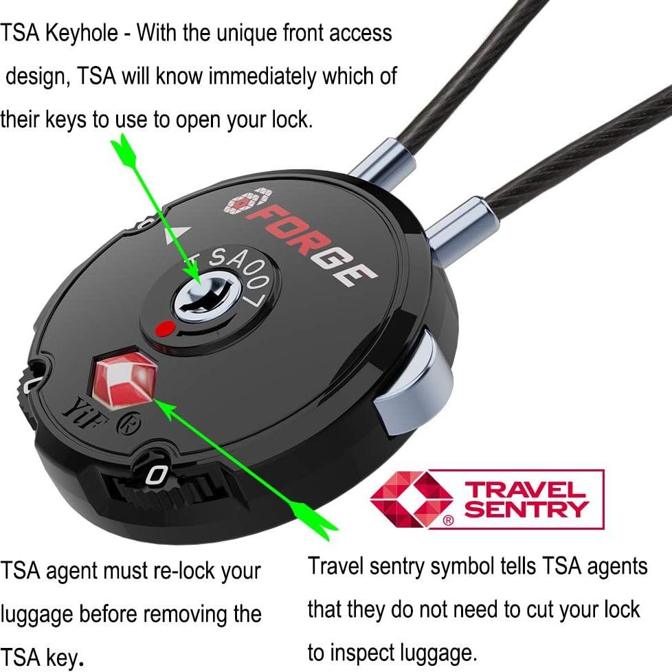 Candados de Equipaje TSA Forge 2PK Combinación 3 Dígitos Negro