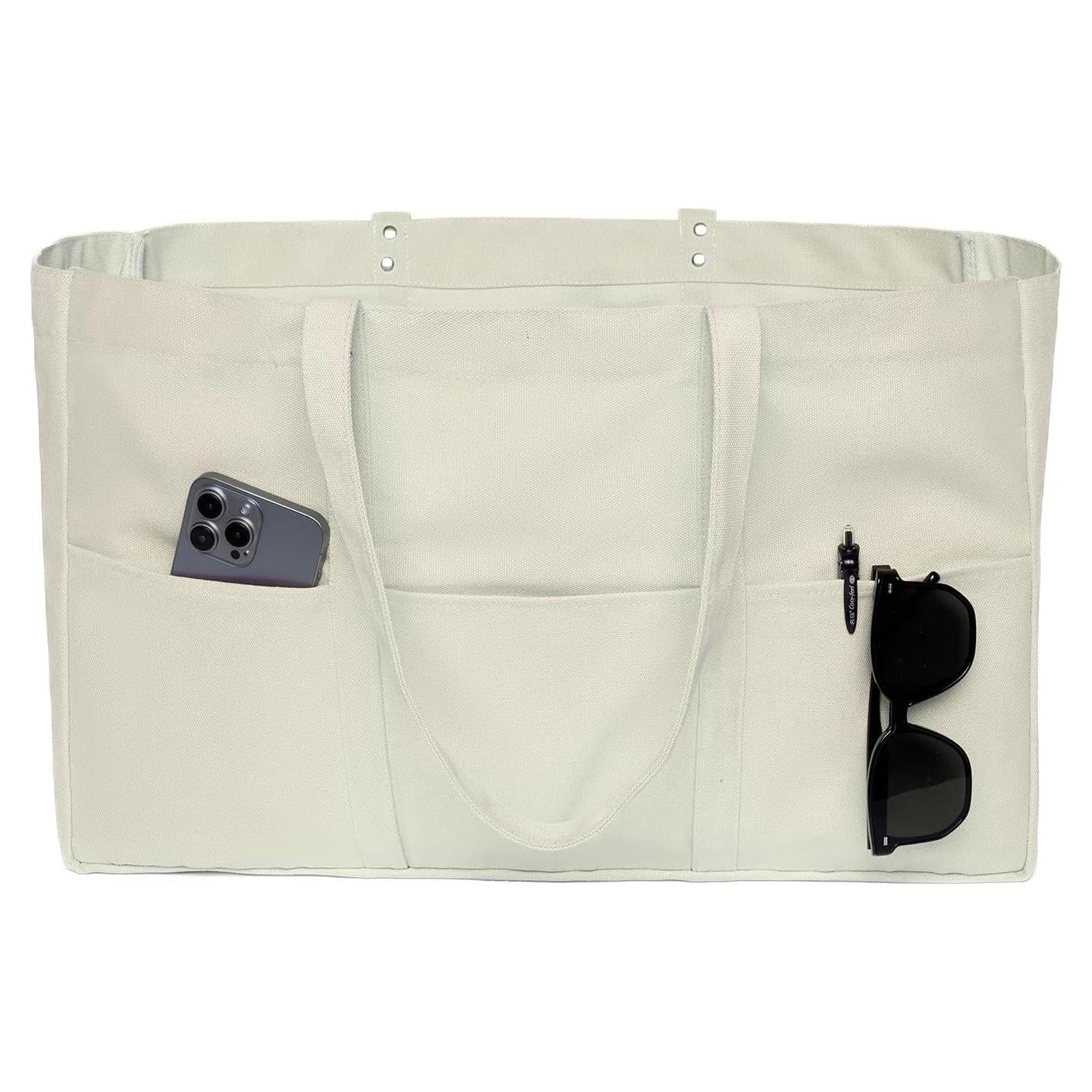 Bolsa de Lona Extra Grande Beige 55x35x20 cm Reutilizable