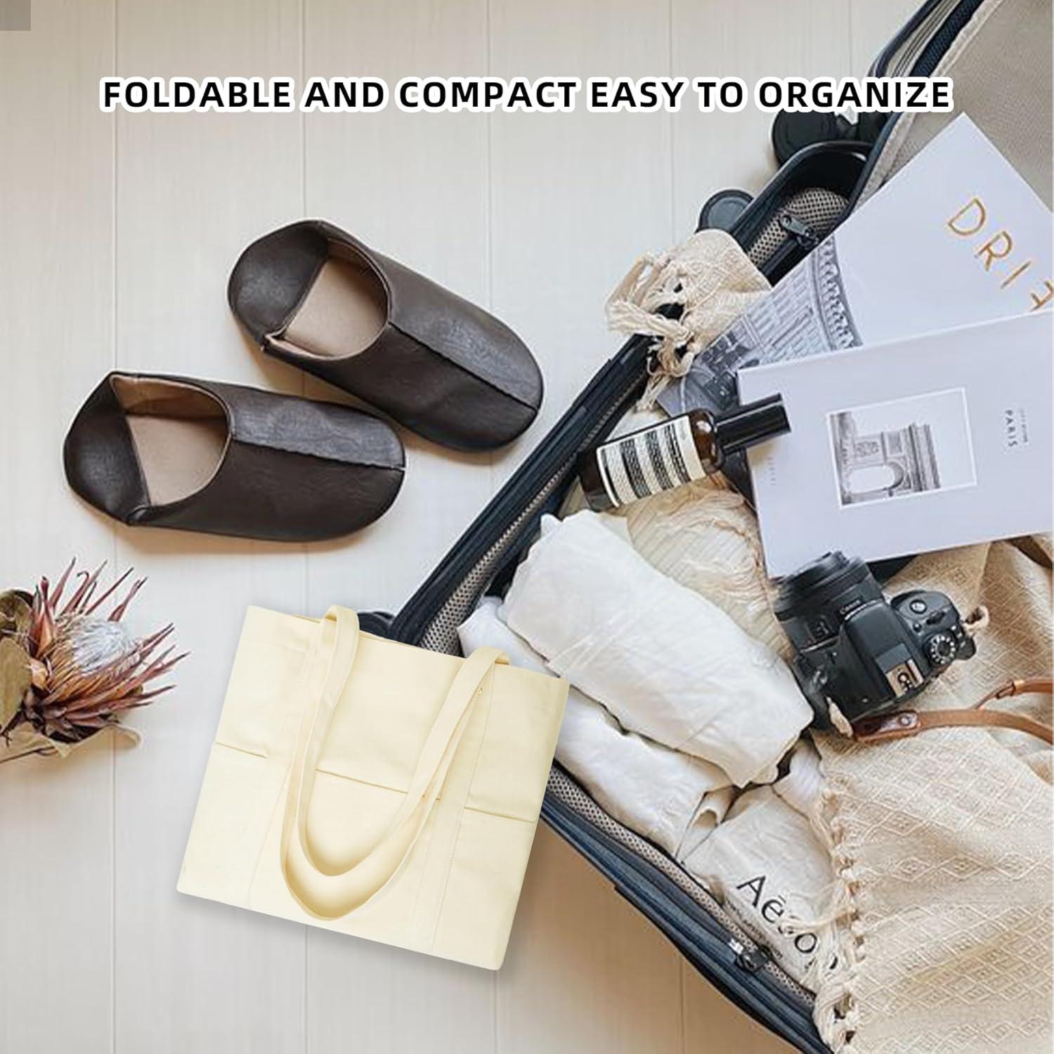 Bolsa de Lona Extra Grande Beige 55x35x20 cm Reutilizable