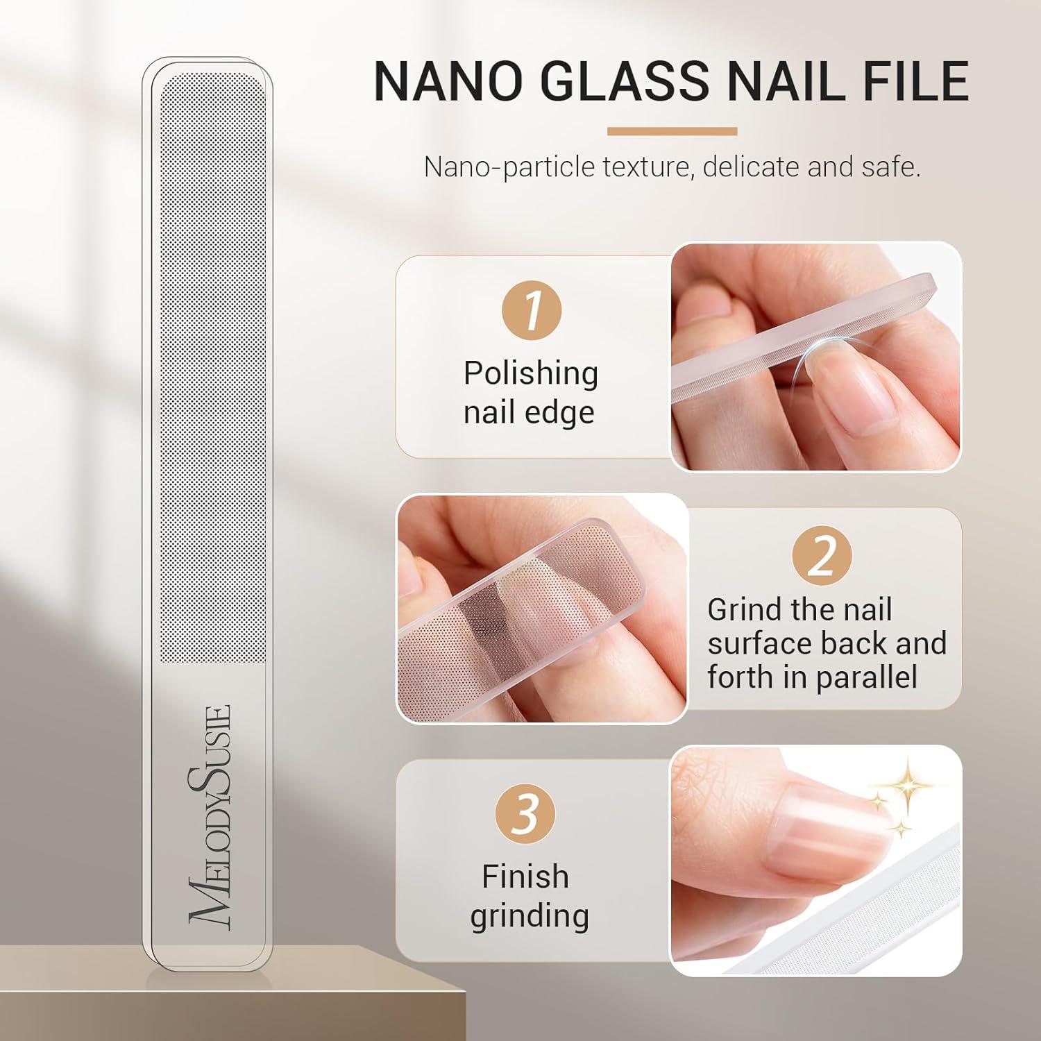 Juego de Cortauñas MelodySusie 3 en 1 con Lima de Vidrio