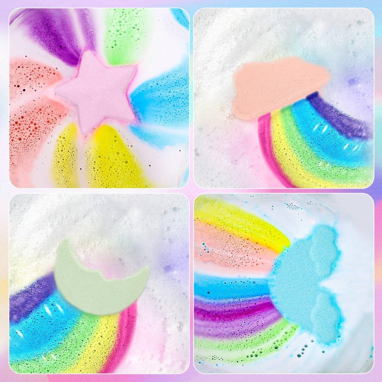 Bolas de Baño Arcoíris para Niños - 4 Pcs Hechas a Mano
