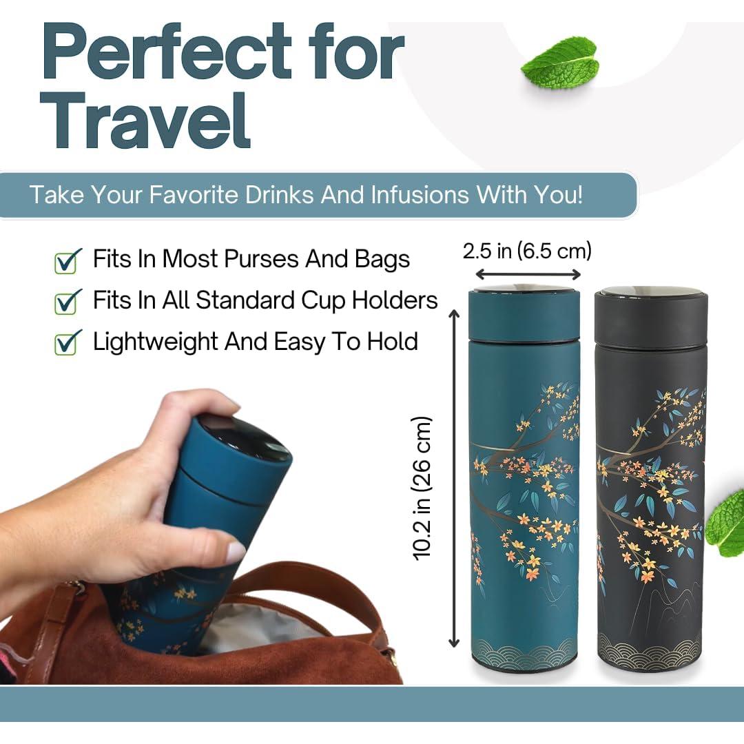 Botella Infusora de Té Farasi 15 oz Acero Inoxidable Pantalla