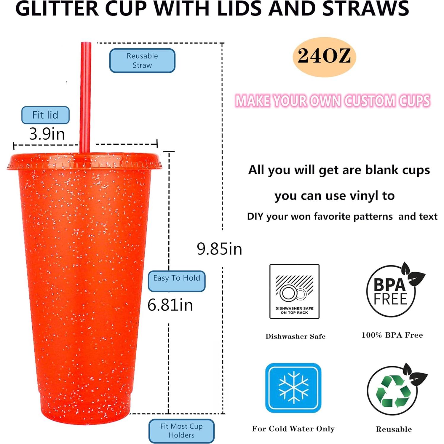 Paquete de 10 Vasos Reutilizables Suertestarry 710ml con Tapa y Pajita