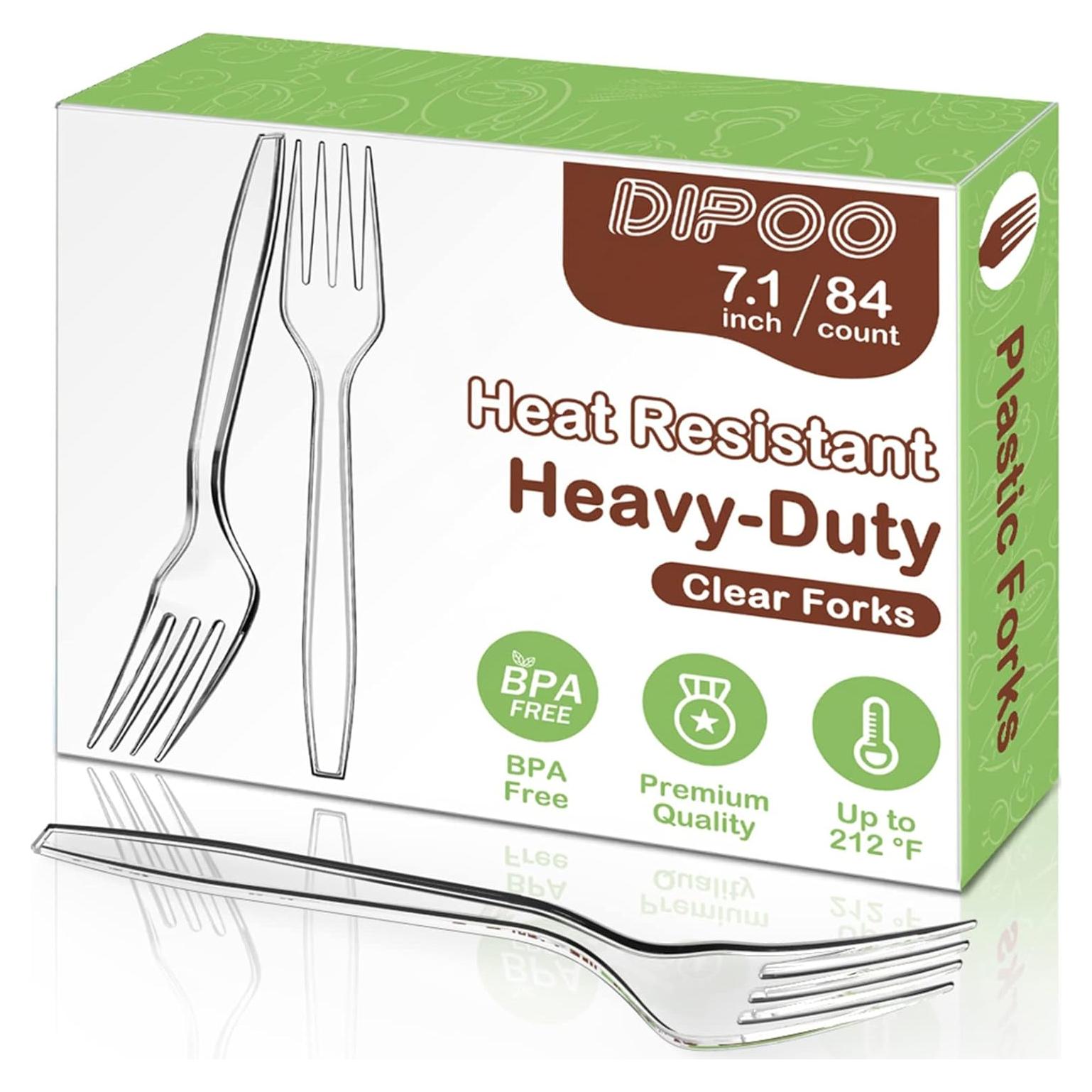 Tenedores de Plástico Dipoo Transparentes 18 cm Resistentes 84 Pzs