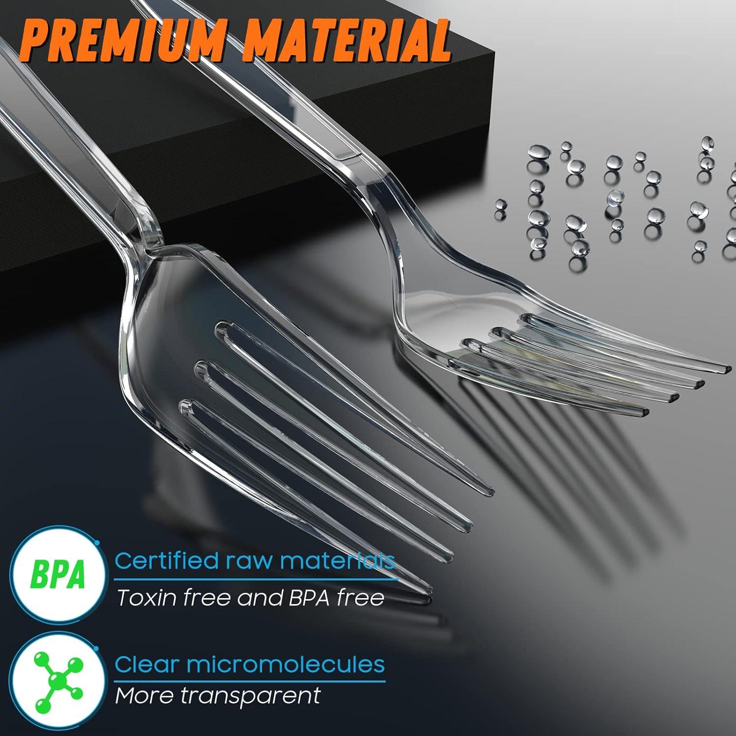 Tenedores de Plástico Dipoo Transparentes 18 cm Resistentes 84 Pzs