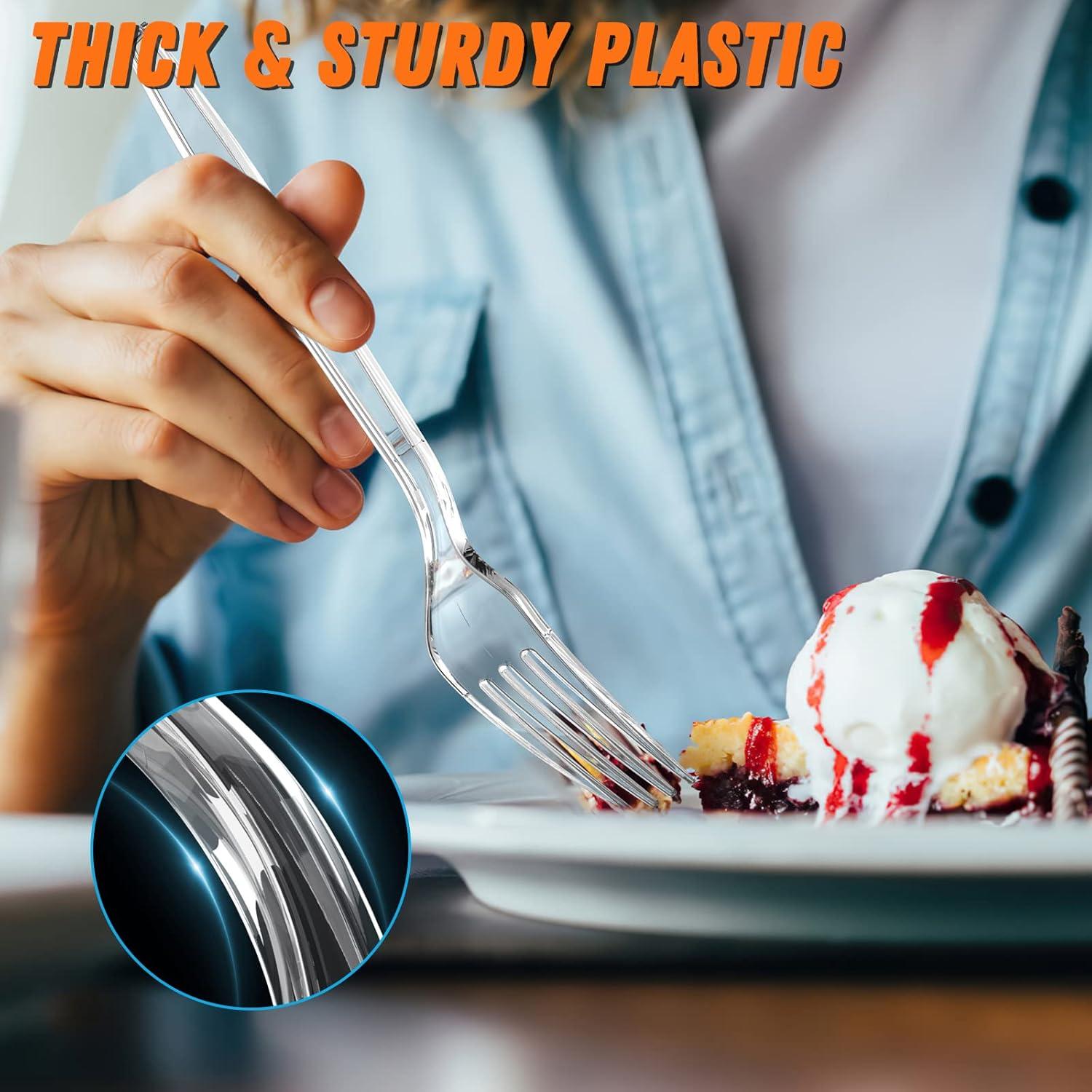 Tenedores de Plástico Dipoo Transparentes 18 cm Resistentes 84 Pzs