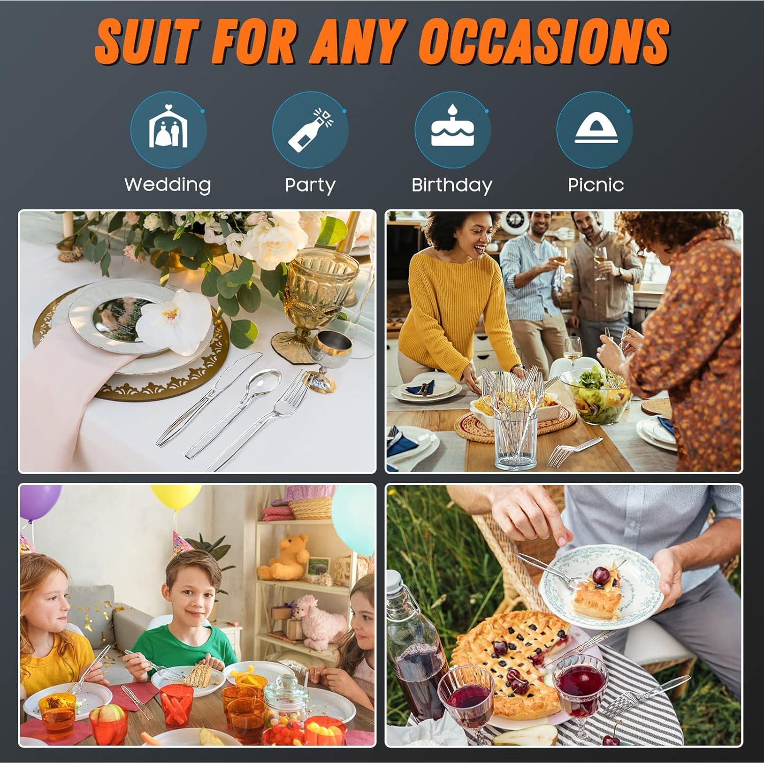 Tenedores de Plástico Dipoo Transparentes 18 cm Resistentes 84 Pzs