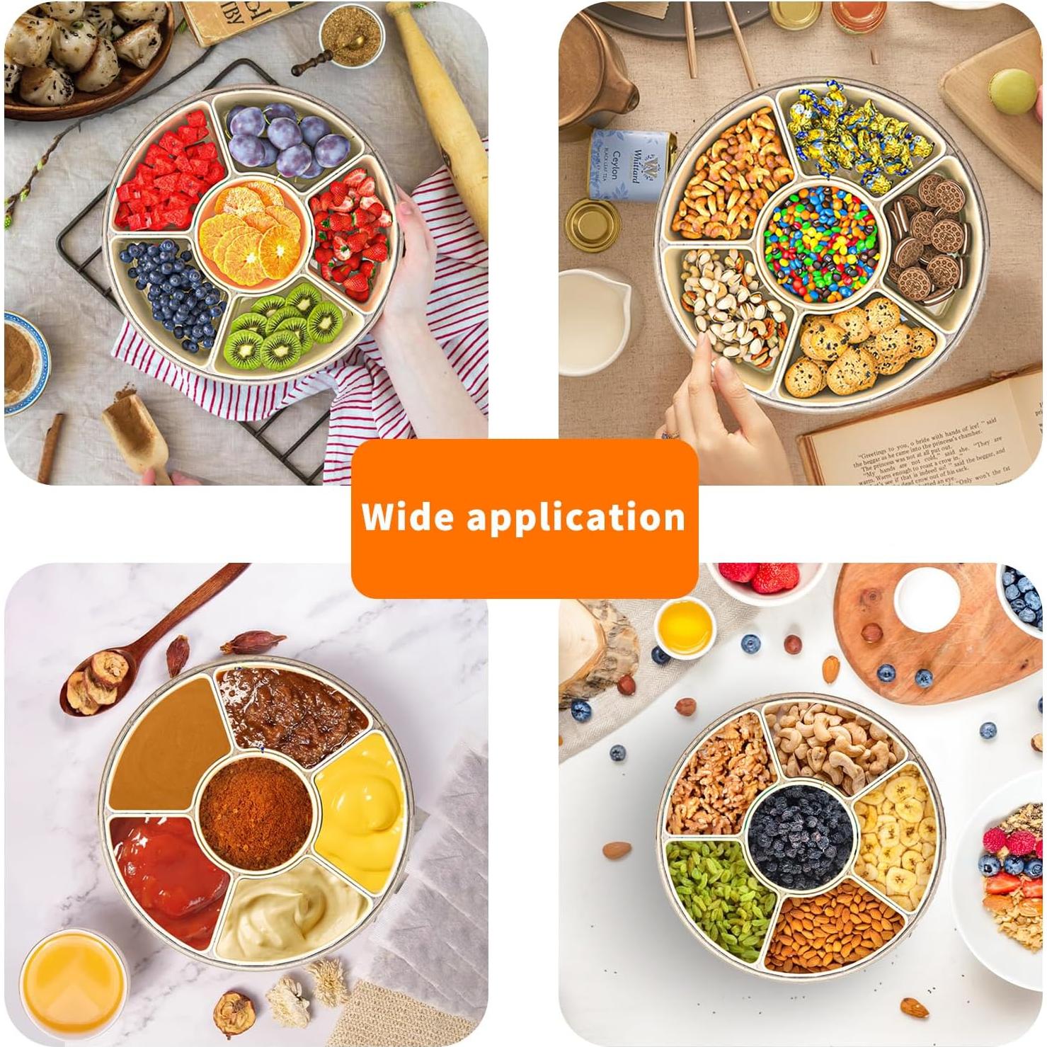 Bandeja de Servicio Dividida Riyeloi 26.67 cm con Tapa y Asa