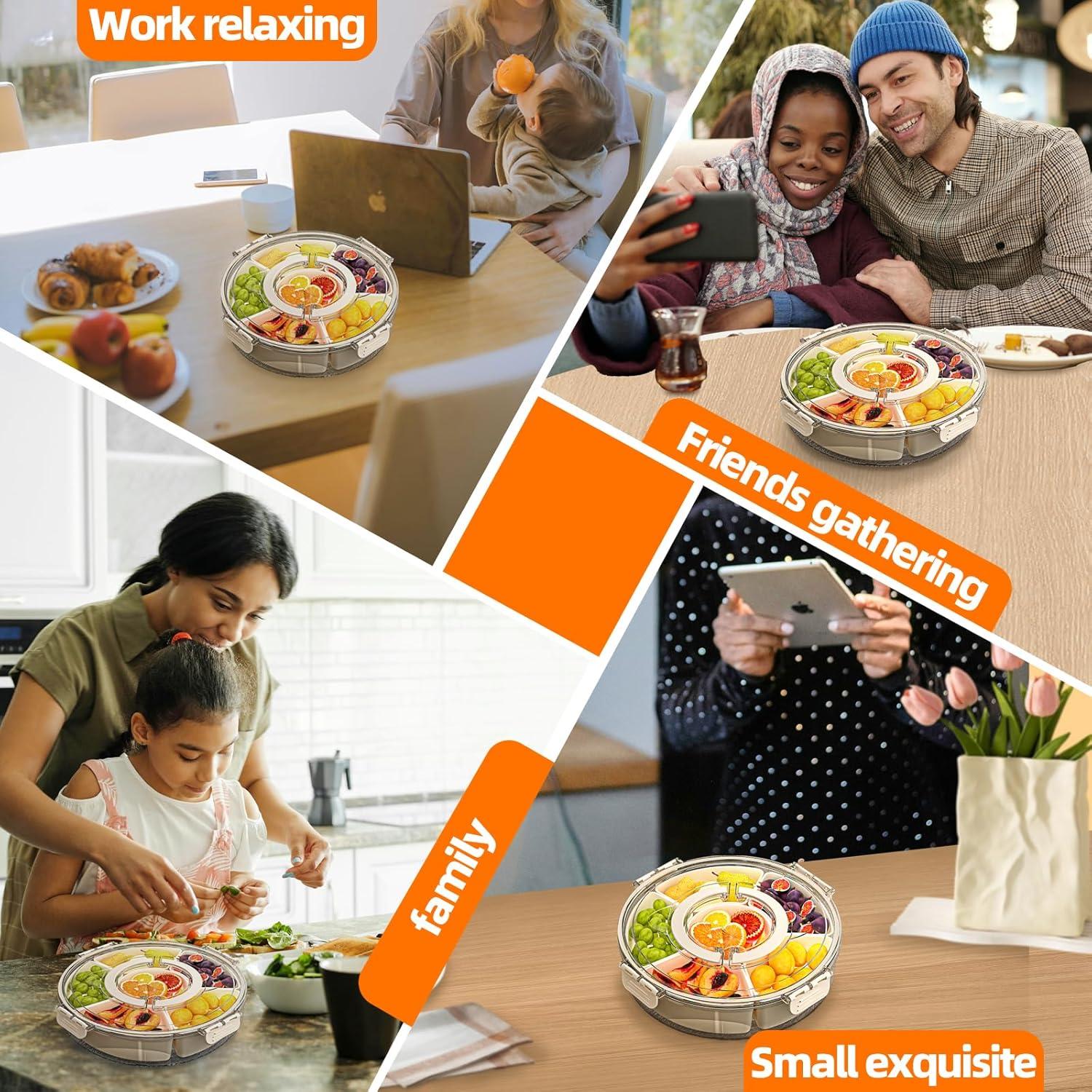 Bandeja de Servicio Dividida Riyeloi 26.67 cm con Tapa y Asa