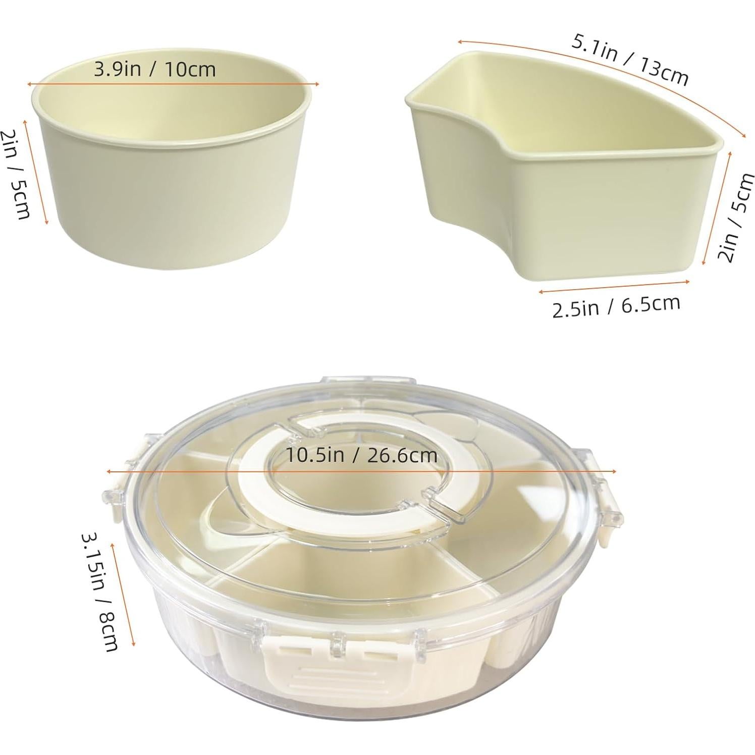 Bandeja de Servicio Dividida Riyeloi 26.67 cm con Tapa y Asa