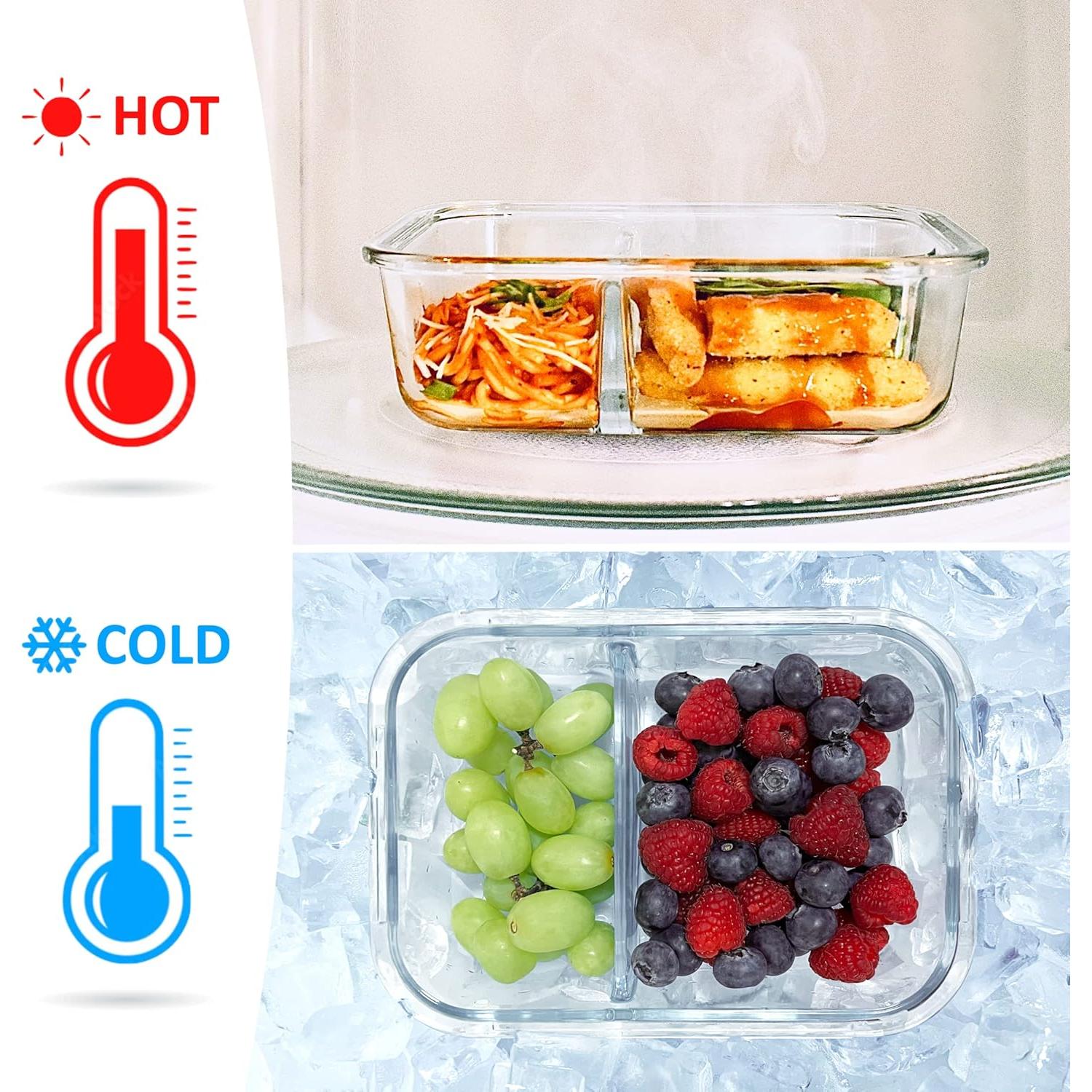 Contenedores de Vidrio EcoPreps 2 Compartimentos 1040ml - Juego de 3