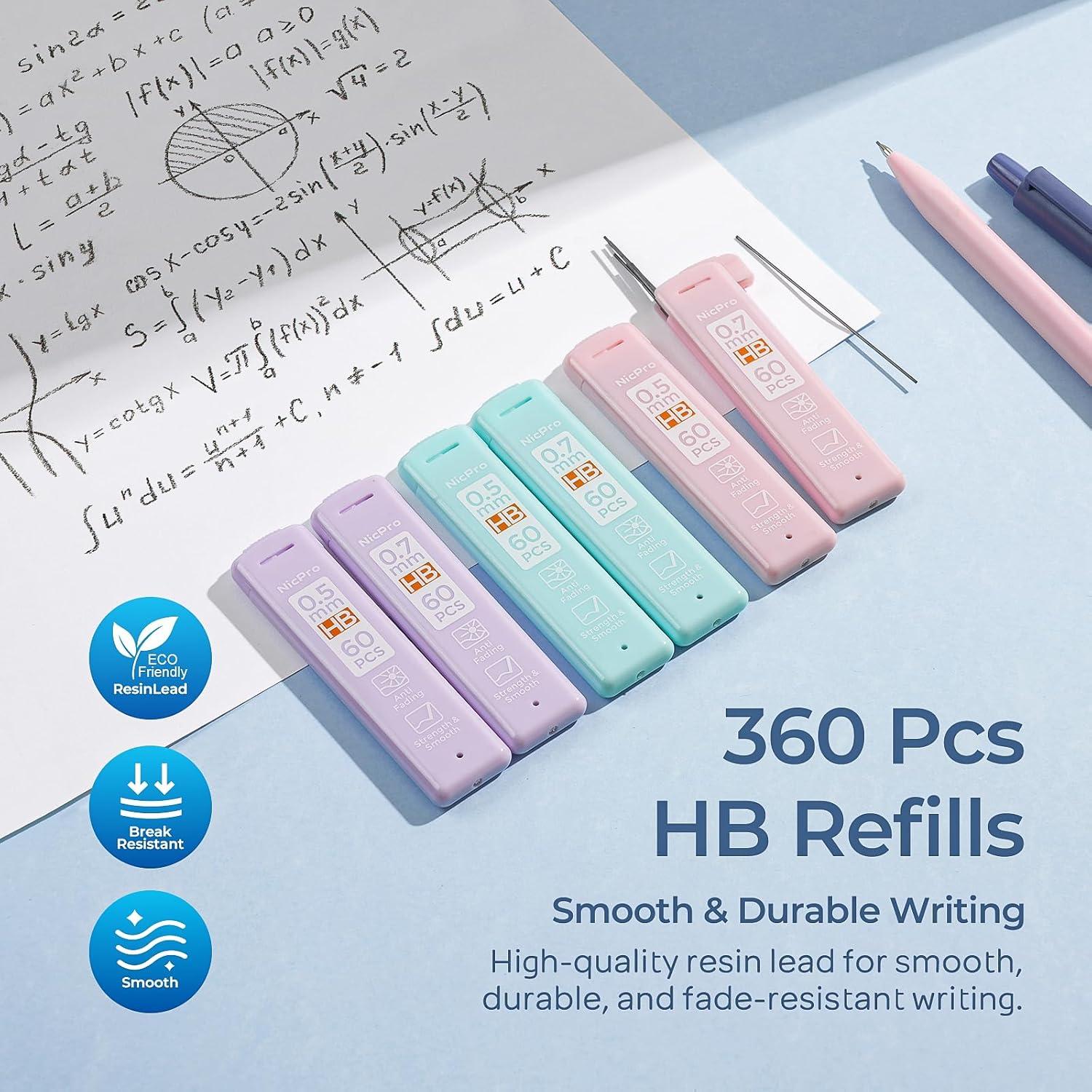 Conjunto de Lápices Mecánicos Nicpro 6PCS 0.5mm y 0.7mm