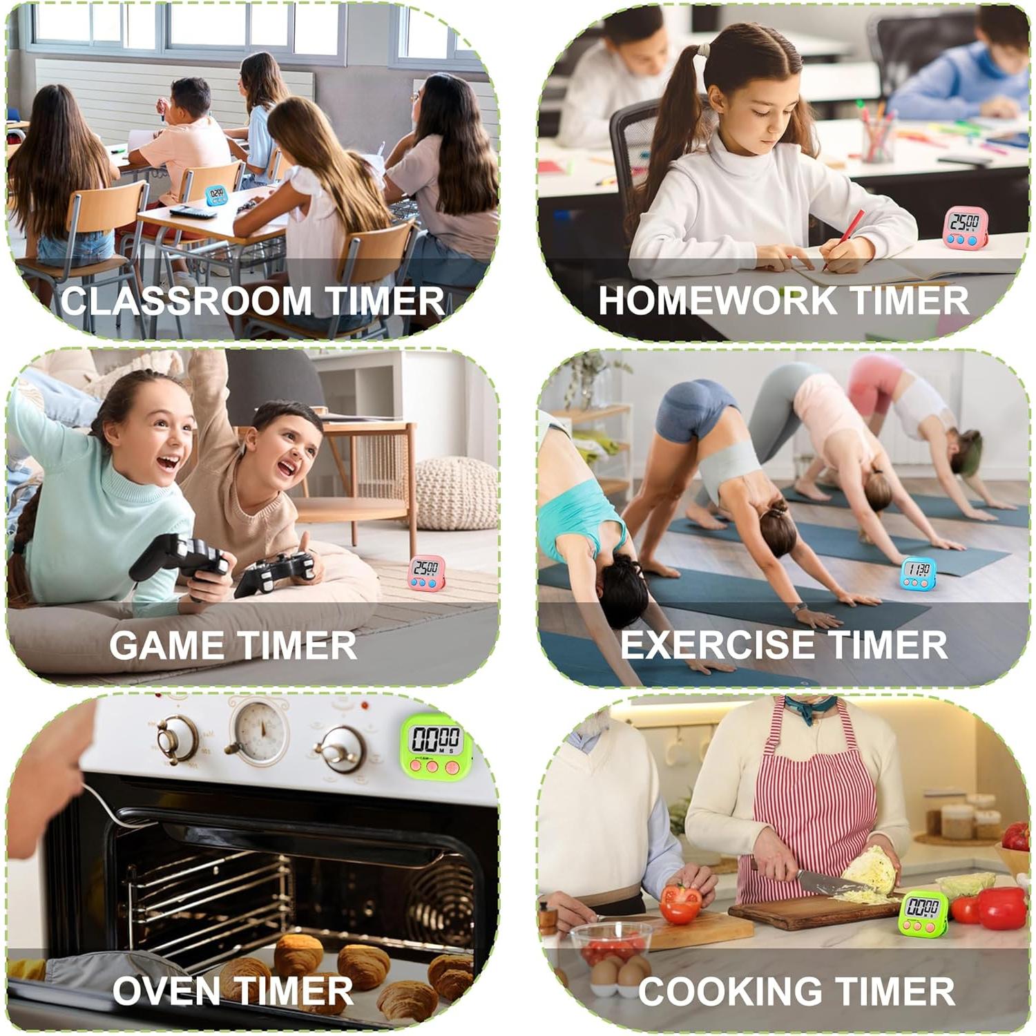 Temporizador Digital AOUVES 4 Pack Rosa Azul Verde Púrpura