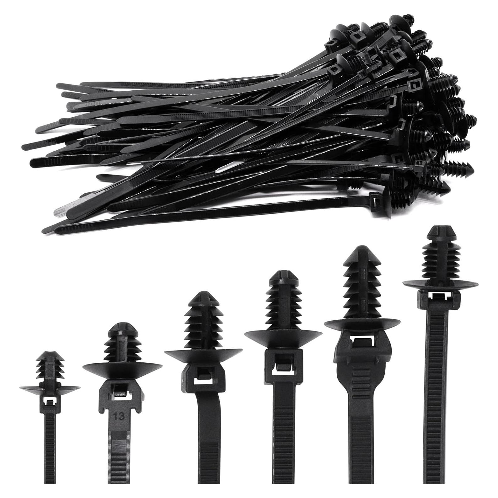 60 Sujetadores de Montaje a Presión SWZHAI Nylon Negro