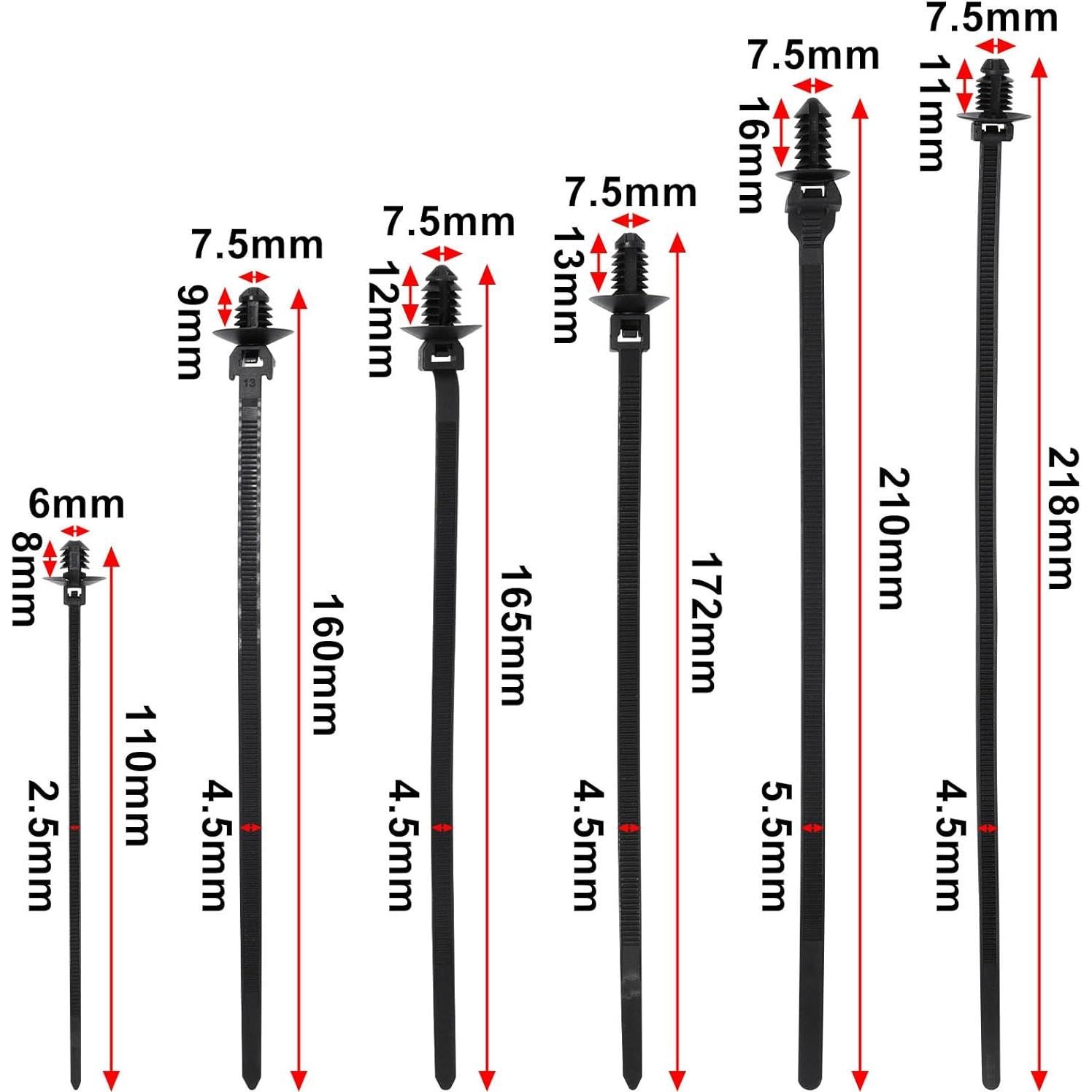 60 Sujetadores de Montaje a Presión SWZHAI Nylon Negro