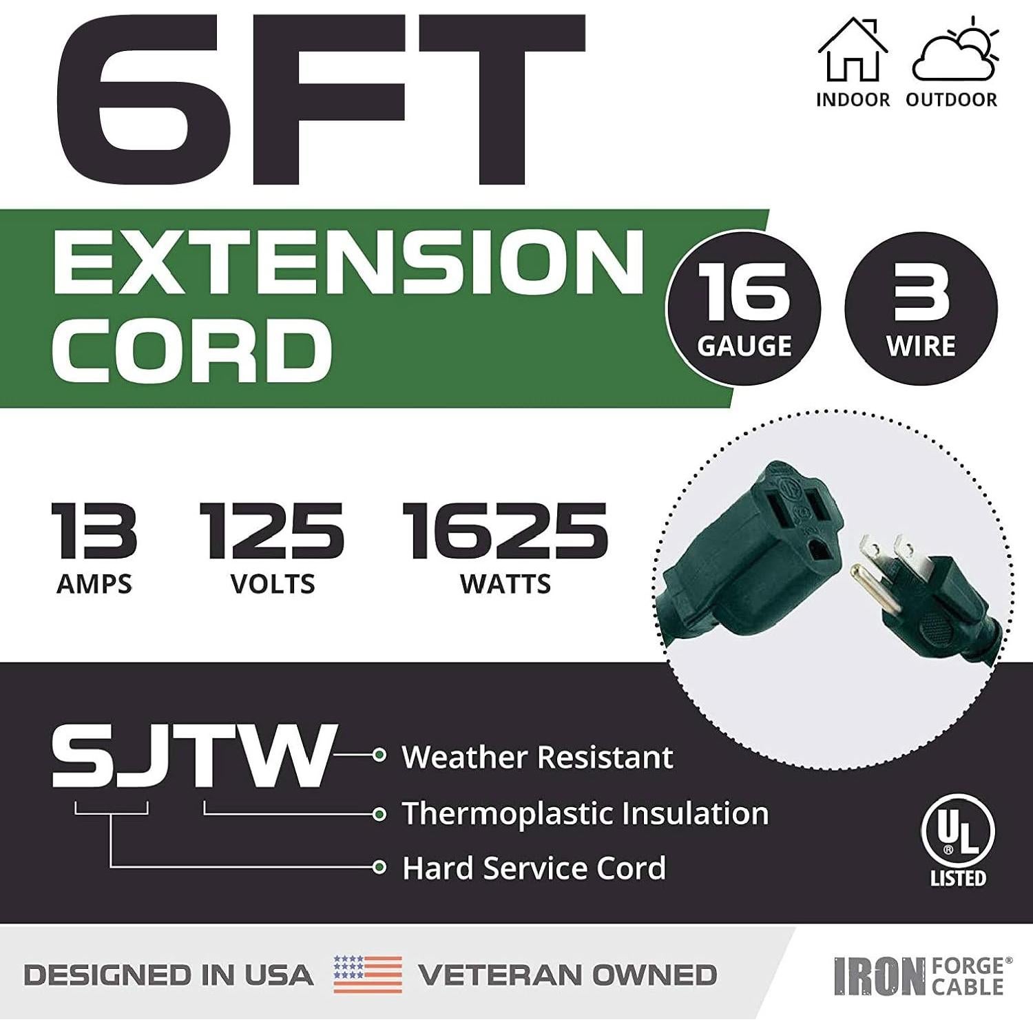 Cable de Extensión Iron Forge 1.83m Verde 16/3 SJTW 13A