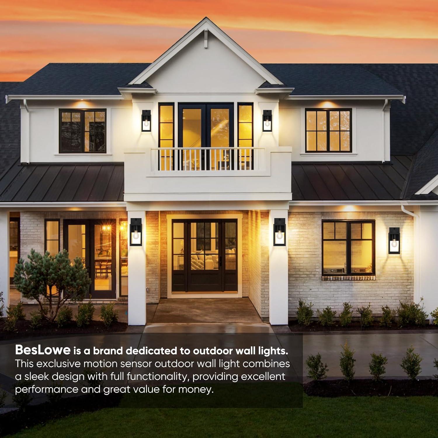 Lámparas de Pared Exteriores BesLowe con Sensor de Movimiento - 2 Pzas