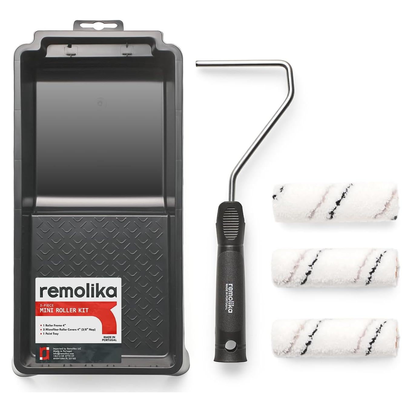 Kit de Rodillo de Pintura Mini Remolika 5 Piezas 4" Microfibra