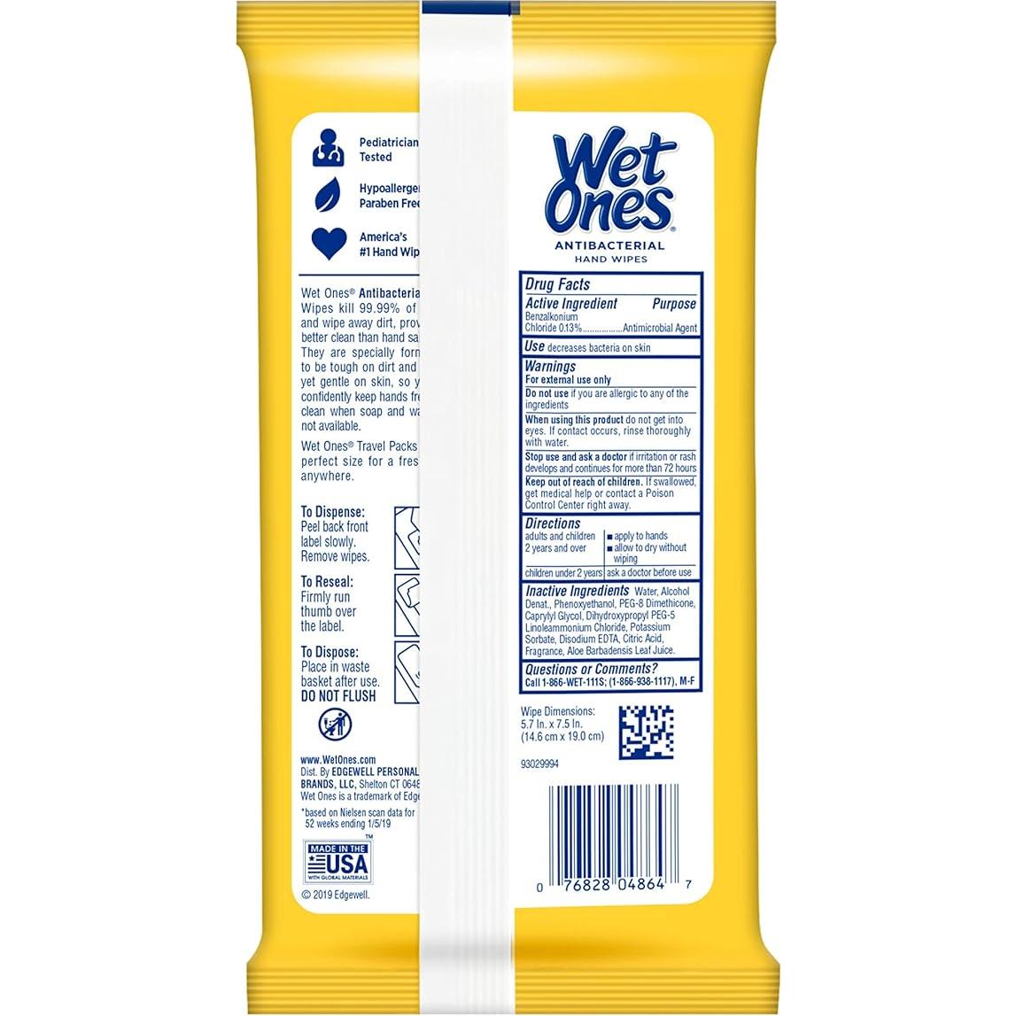 Toallitas Antibacteriales Wet Ones Tropical Splash 20 Unidades