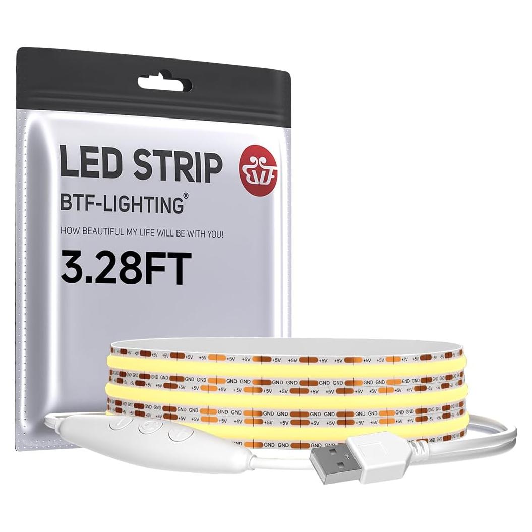 Tira LED FCOB BTF-LIGHTING 1m USB 320 LEDs Blanco Cálido 2700K