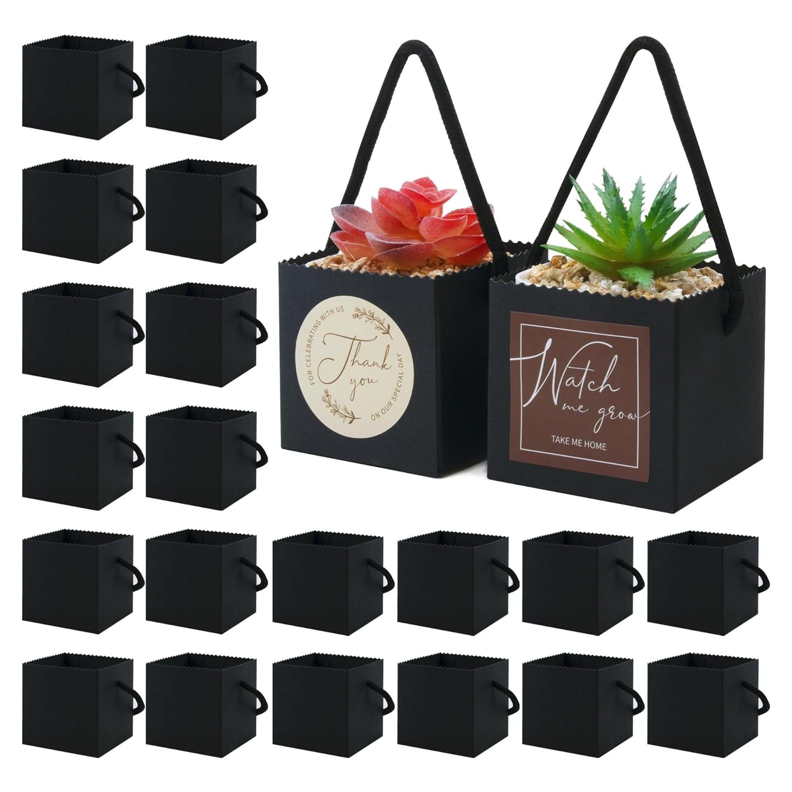 Bolsas de Envoltura para Suculentas Temlum 40pcs 6.35cm Negro