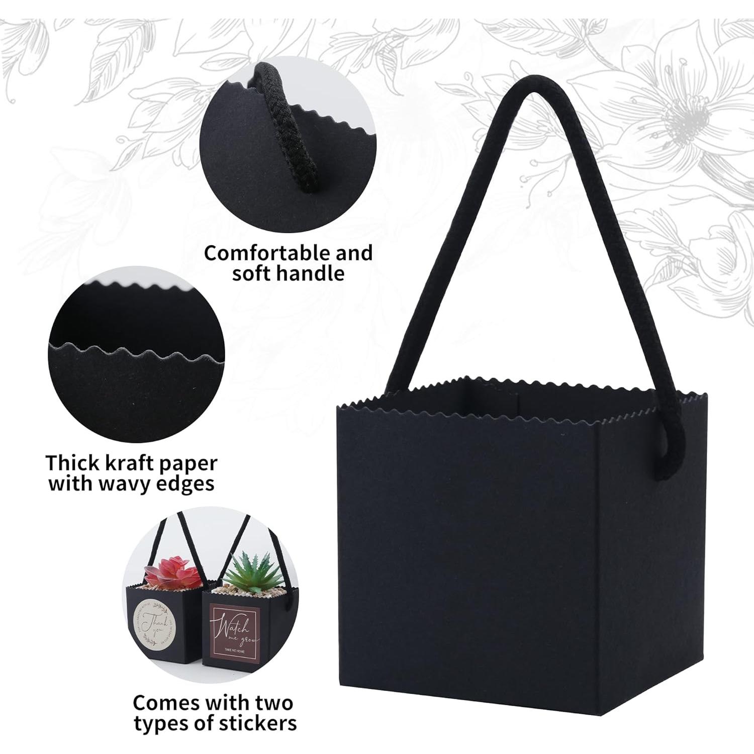 Bolsas de Envoltura para Suculentas Temlum 40pcs 6.35cm Negro