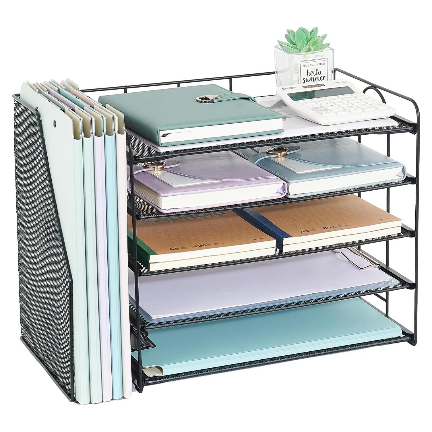 Organizador de Escritorio OPNICE 5 Niveles Metal Negro