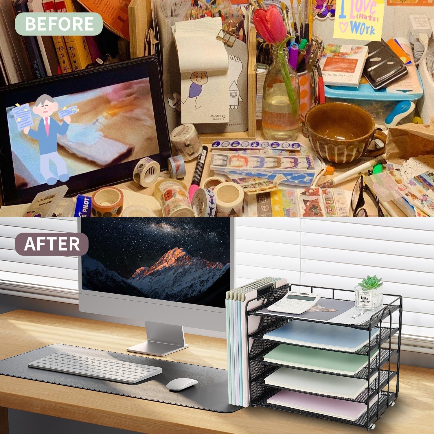 Organizador de Escritorio OPNICE 5 Niveles Metal Negro