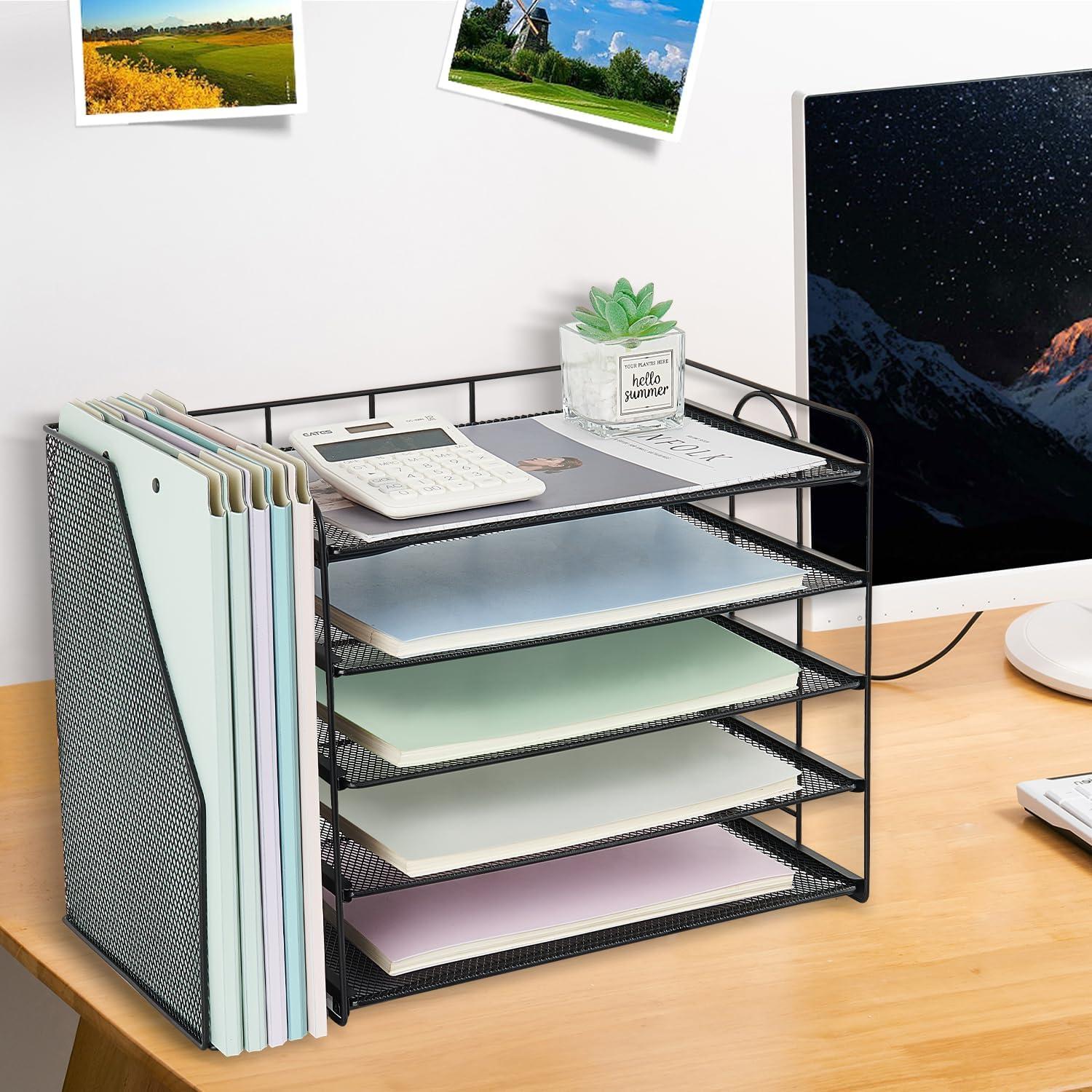 Organizador de Escritorio OPNICE 5 Niveles Metal Negro