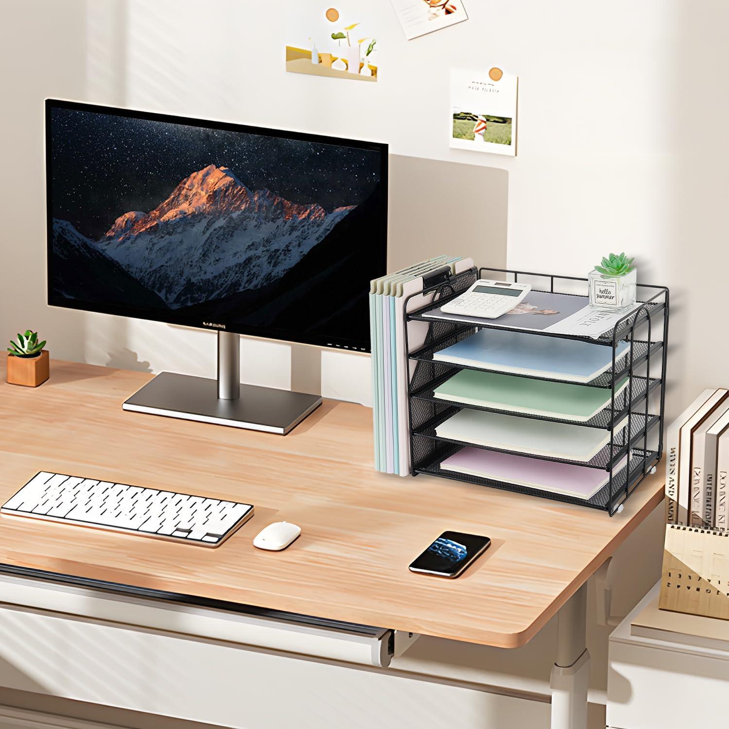 Organizador de Escritorio OPNICE 5 Niveles Metal Negro