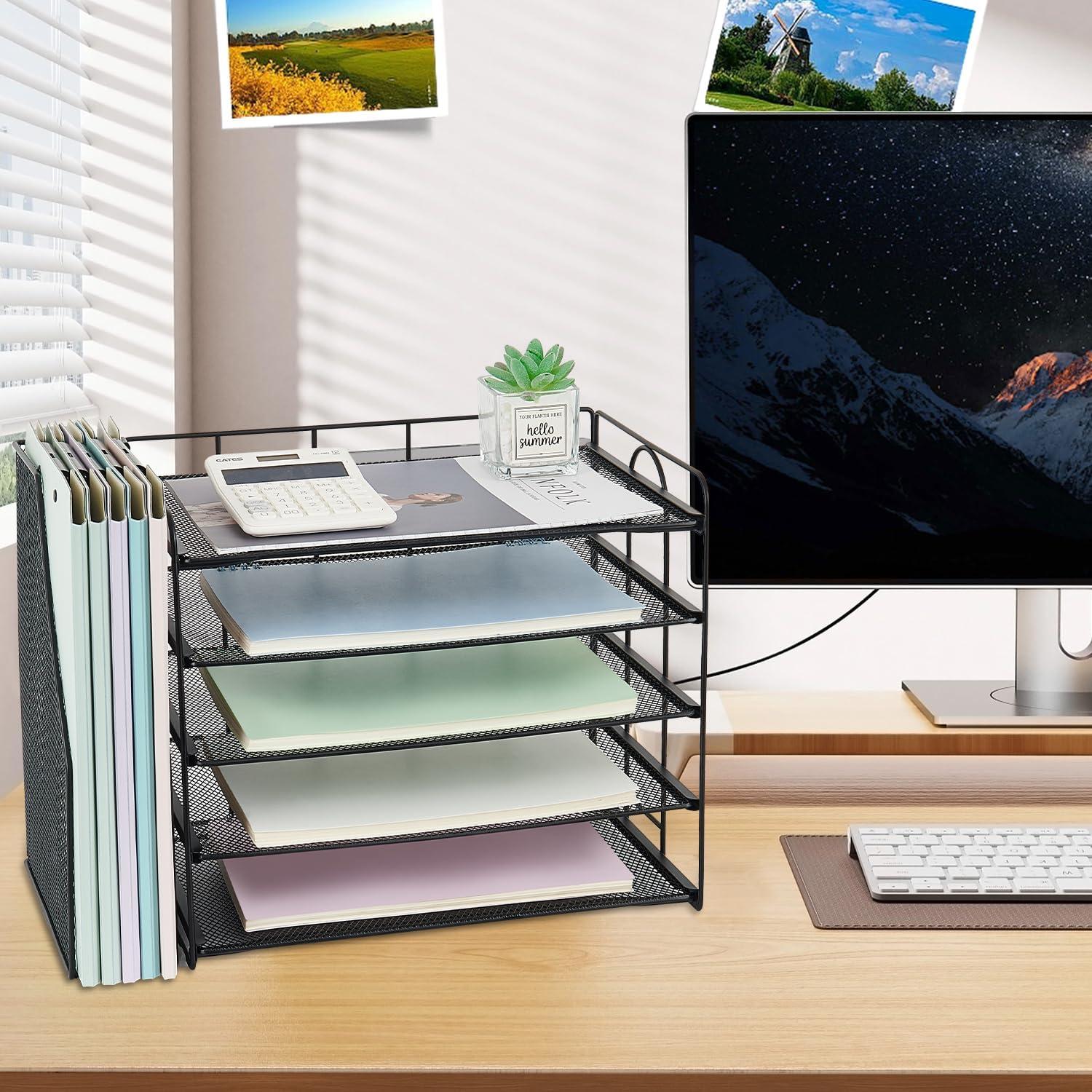 Organizador de Escritorio OPNICE 5 Niveles Metal Negro