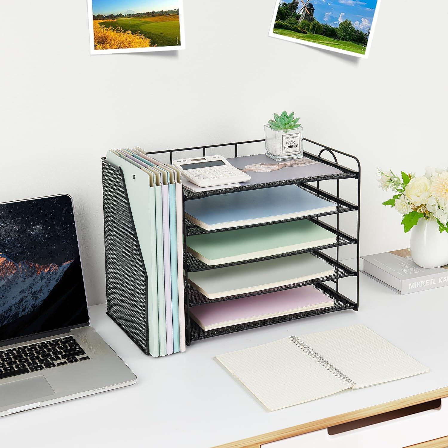 Organizador de Escritorio OPNICE 5 Niveles Metal Negro