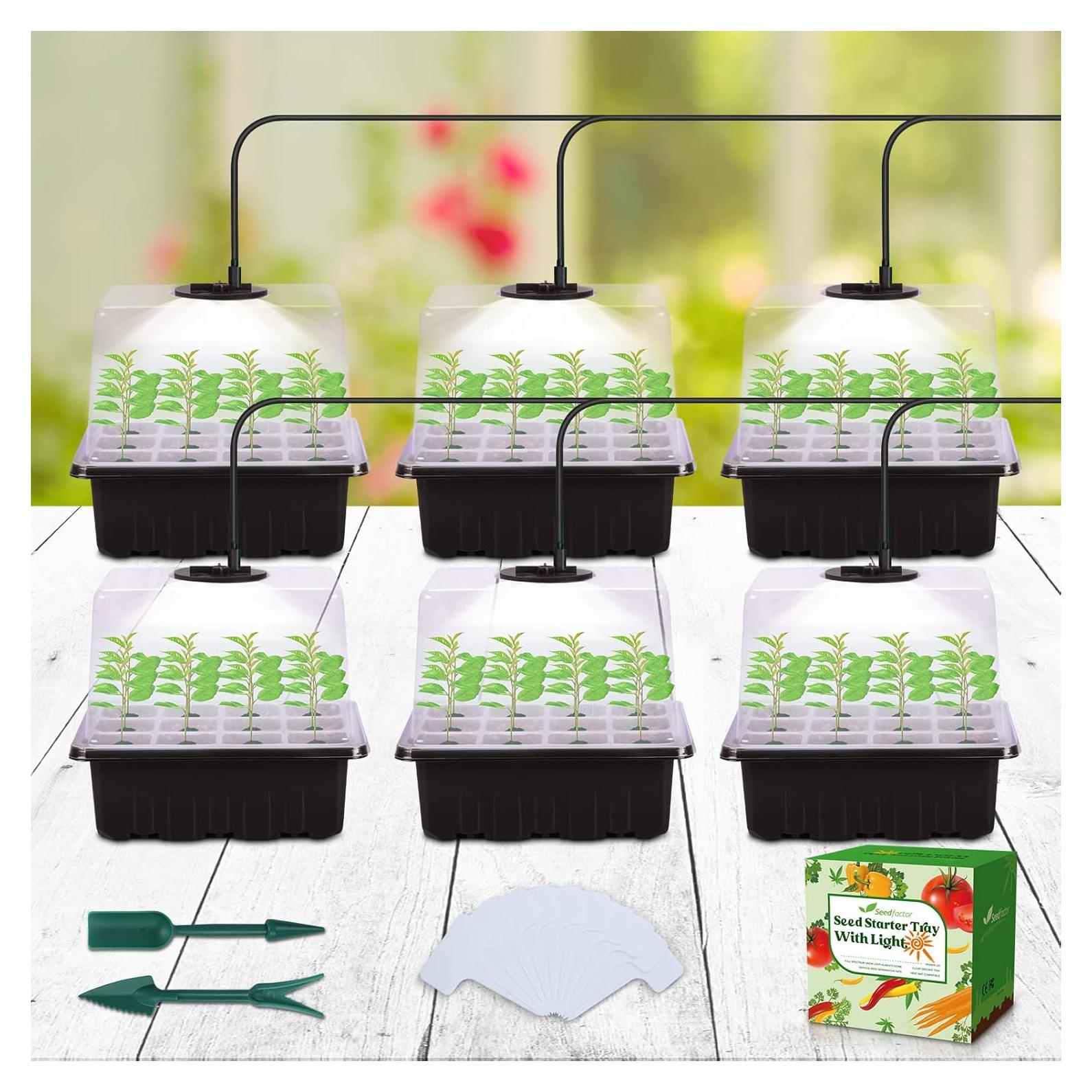 Bandeja de Inicio de Semillas Seedfactor con Luz y Domos 6PCS