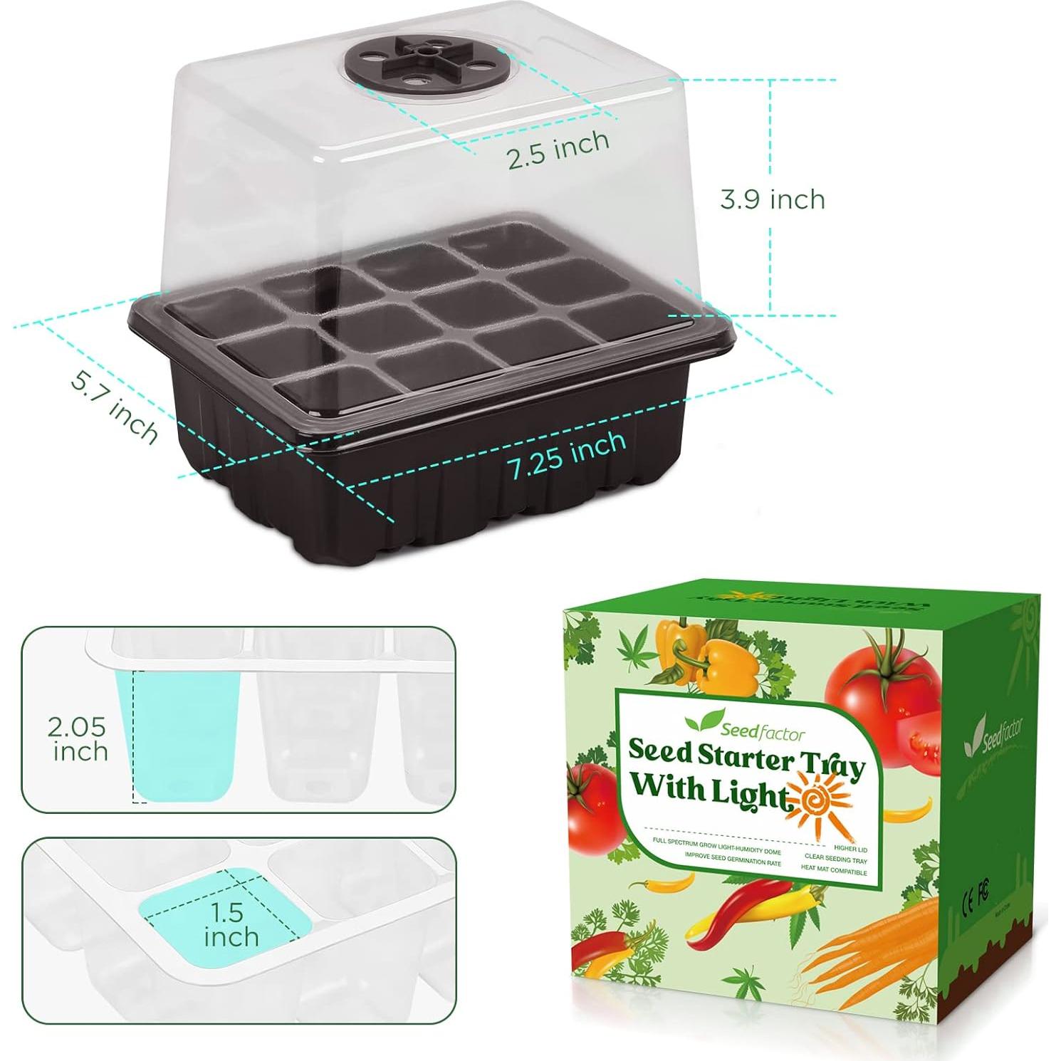 Bandeja de Inicio de Semillas Seedfactor con Luz y Domos 6PCS