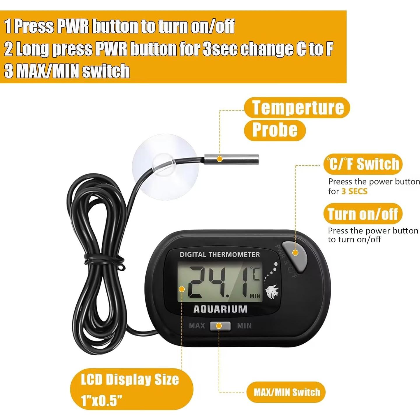 Termómetro Digital para Acuario Poly JLENOVEG LCD Gris