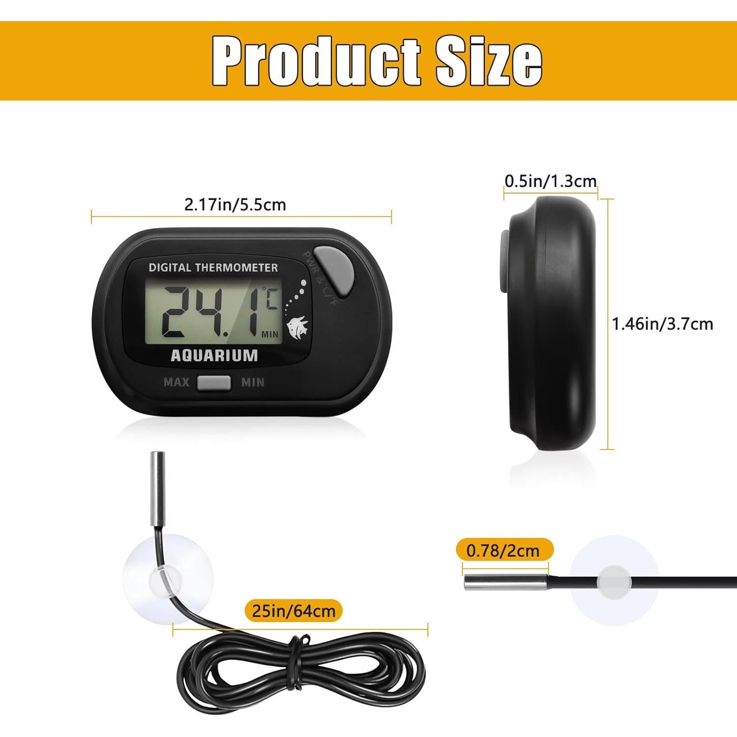 Termómetro Digital para Acuario Poly JLENOVEG LCD Gris