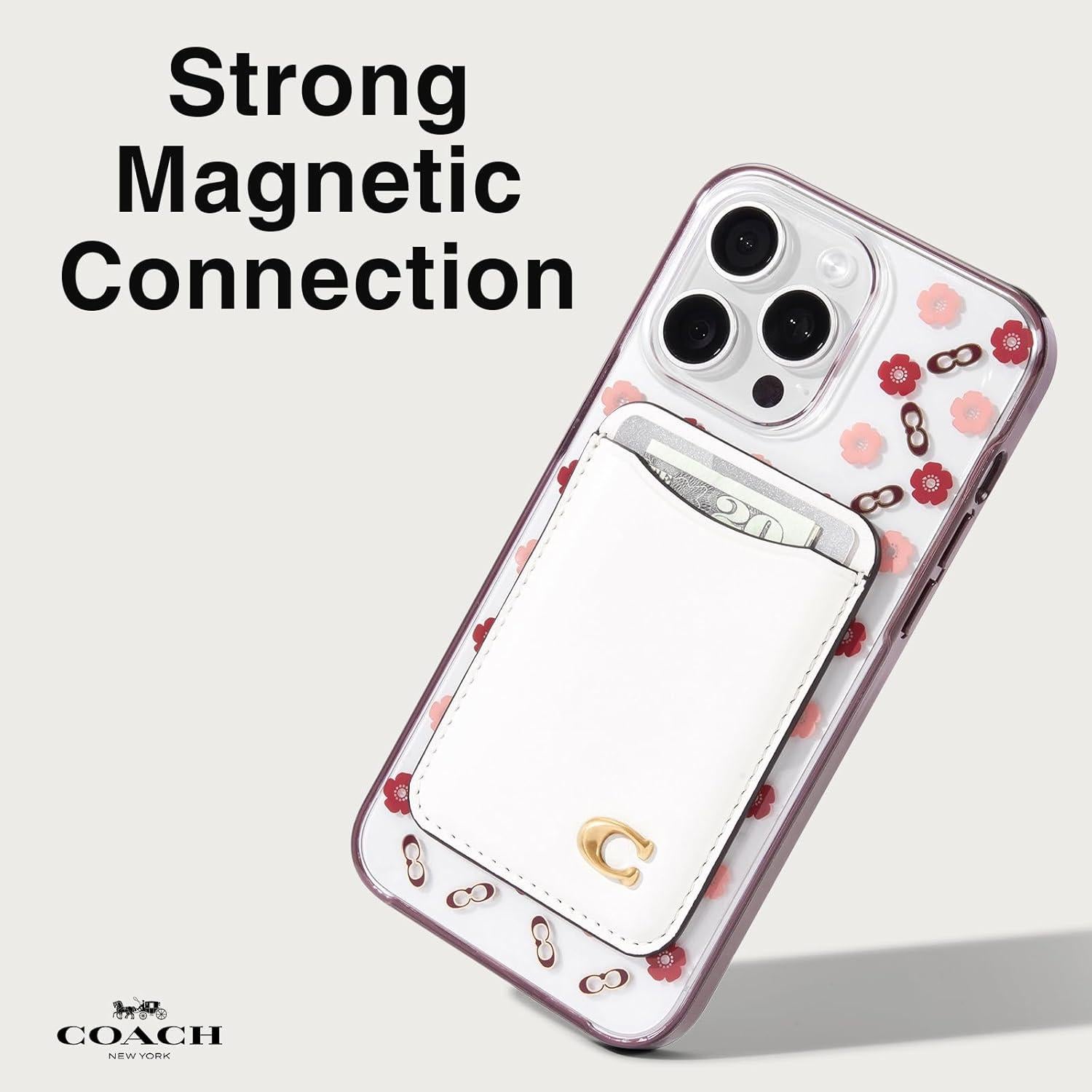 Billetera Magnética Coach para iPhone 12-16 - Cuero Tiza