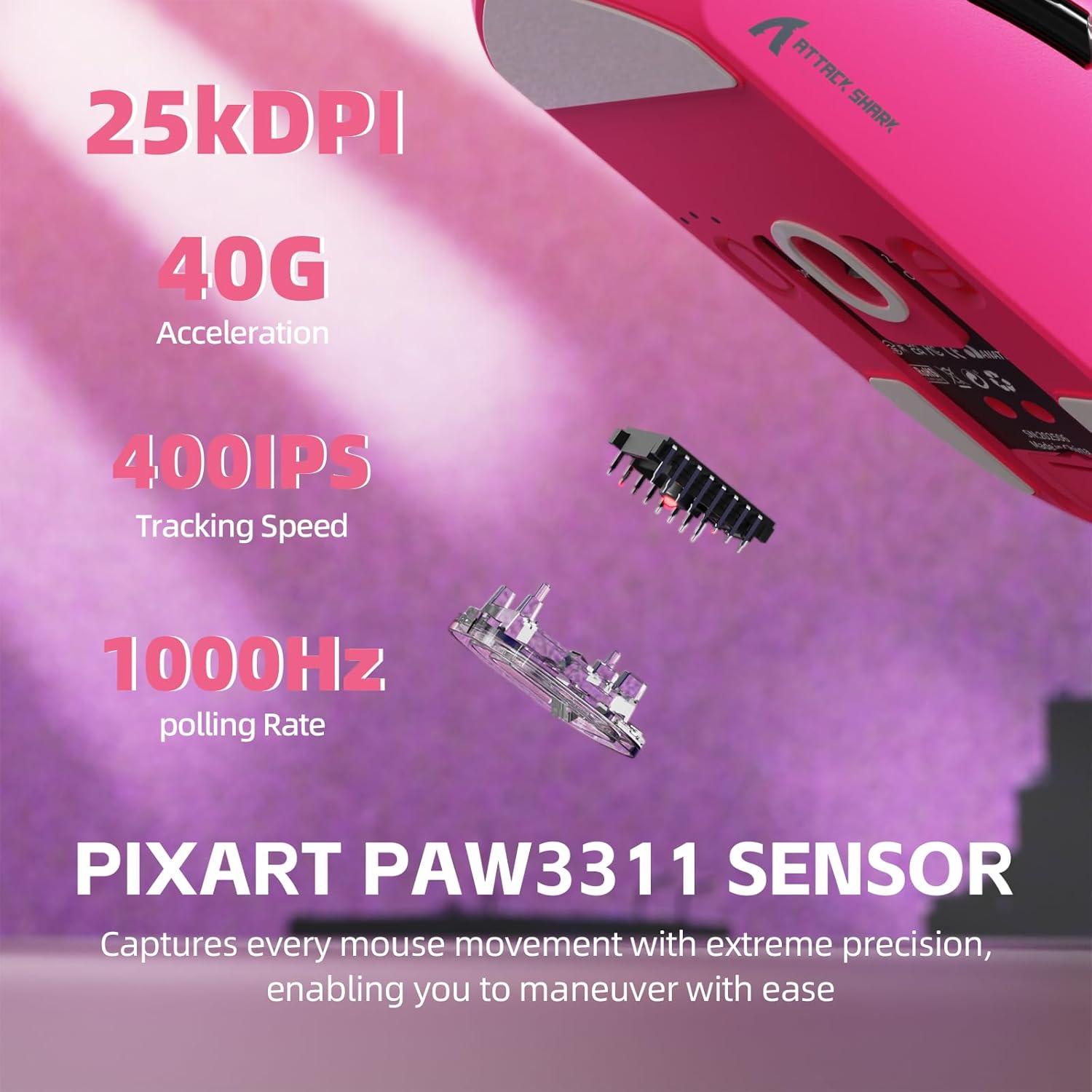 RATÓN GAMING INALÁMBRICO ATTACK SHARK G3 PRO RGB 25K DPI