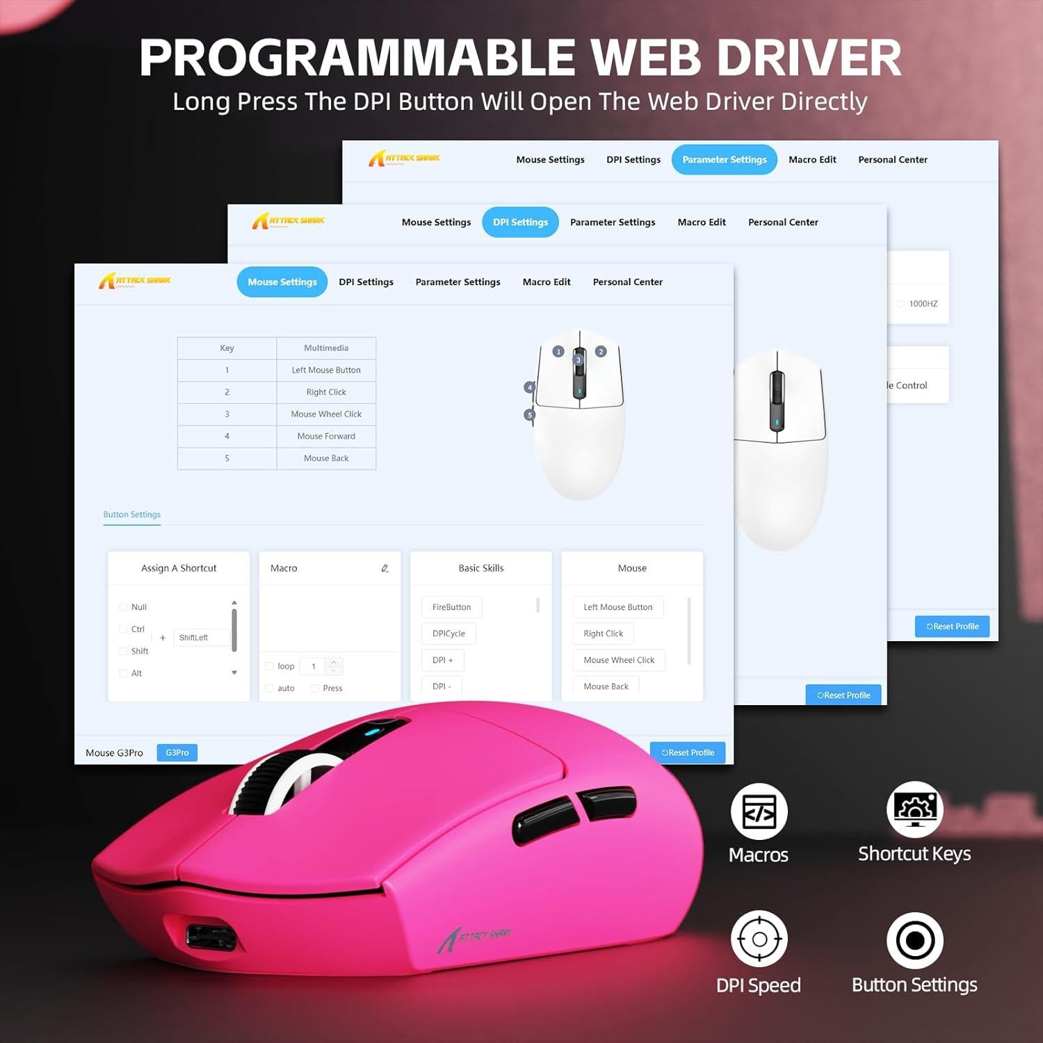 RATÓN GAMING INALÁMBRICO ATTACK SHARK G3 PRO RGB 25K DPI