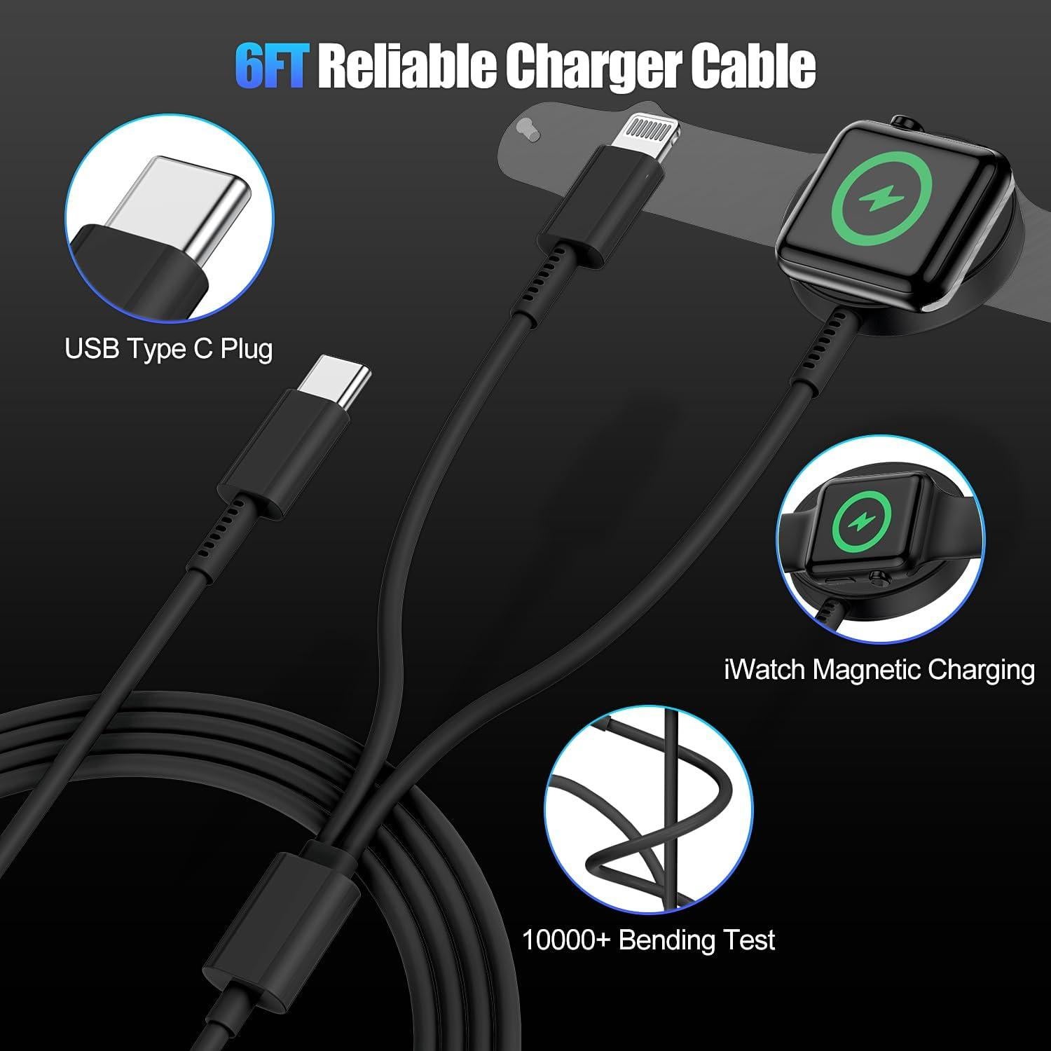 Cargador Magnético USB C 2 en 1 para Apple Watch y iPhone 20W