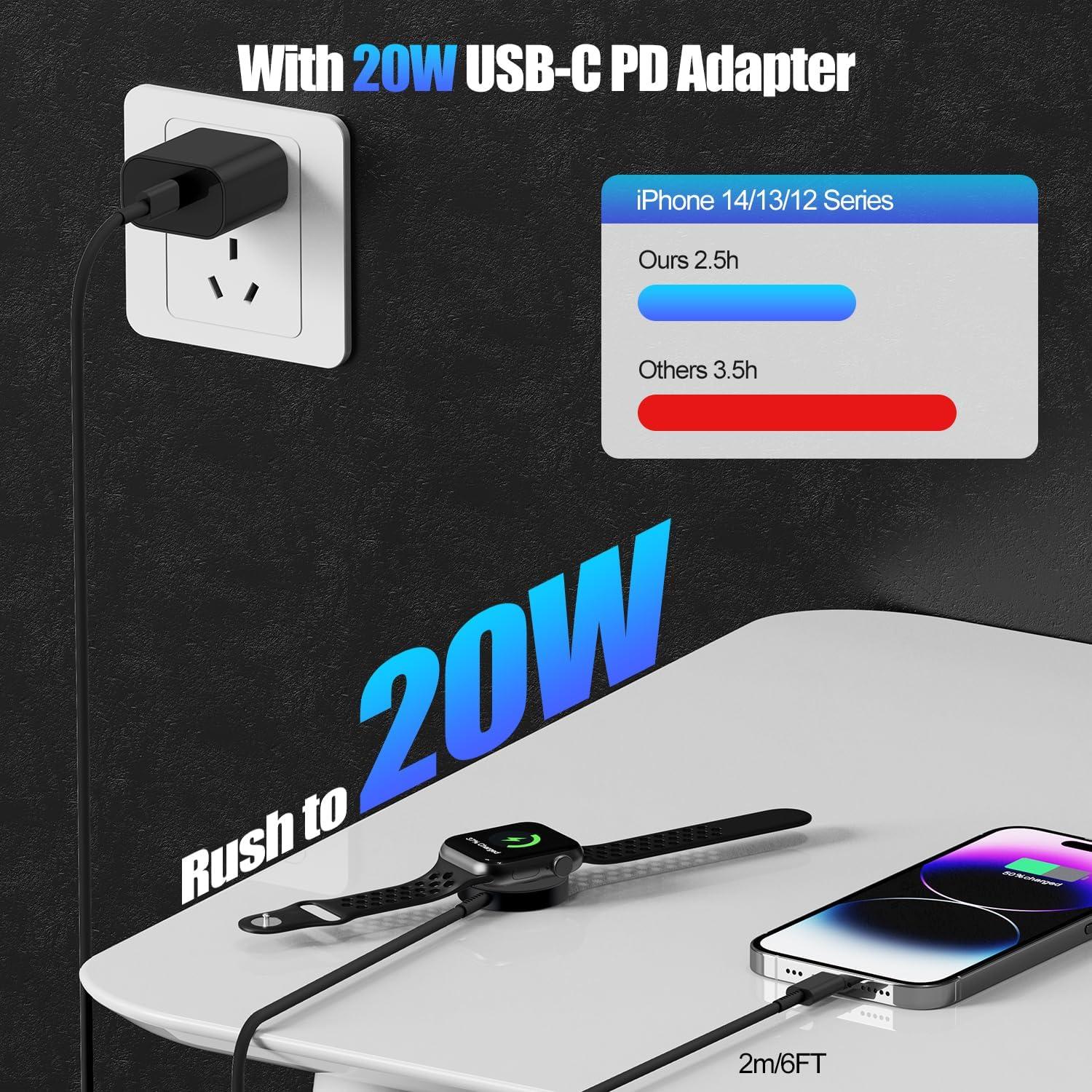 Cargador Magnético USB C 2 en 1 para Apple Watch y iPhone 20W