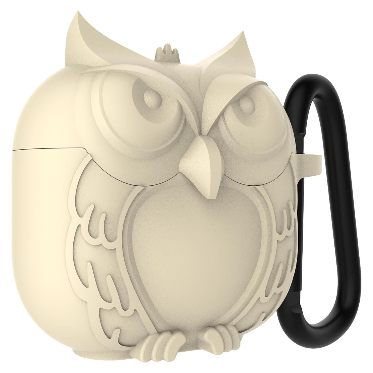 Funda de Silicona HOOKMEMO para AirPods 4 - Diseño Búho Beige