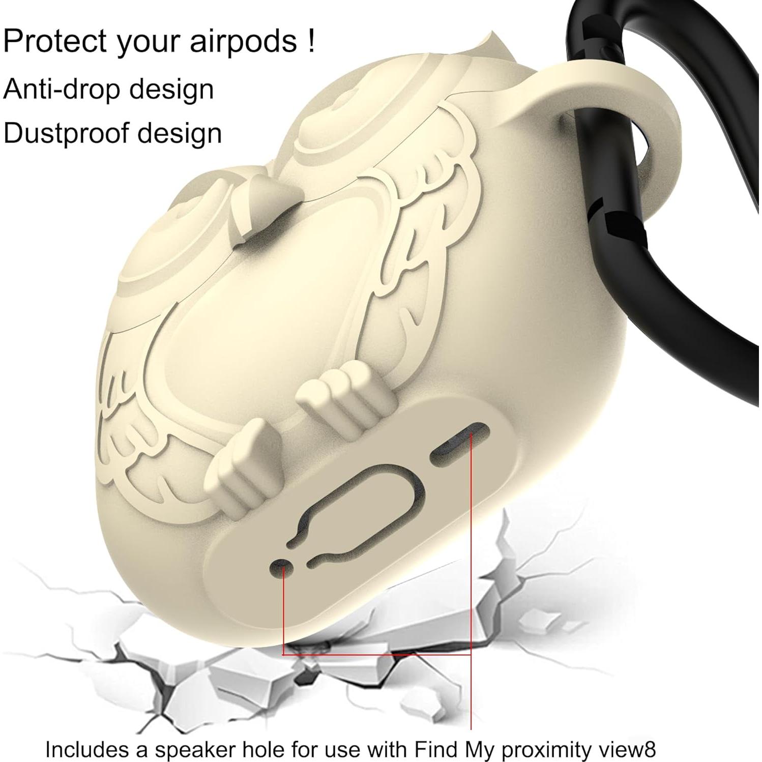 Funda de Silicona HOOKMEMO para AirPods 4 - Diseño Búho Beige