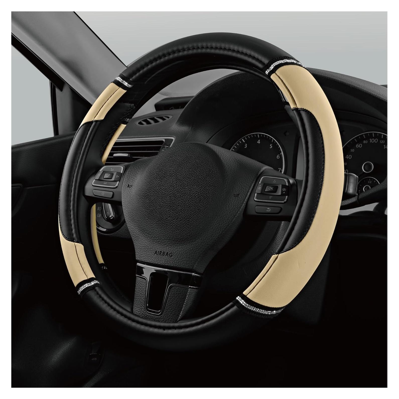 Cubierta de Volante de Cuero Road Comforts Beige 36.83-38.1 cm